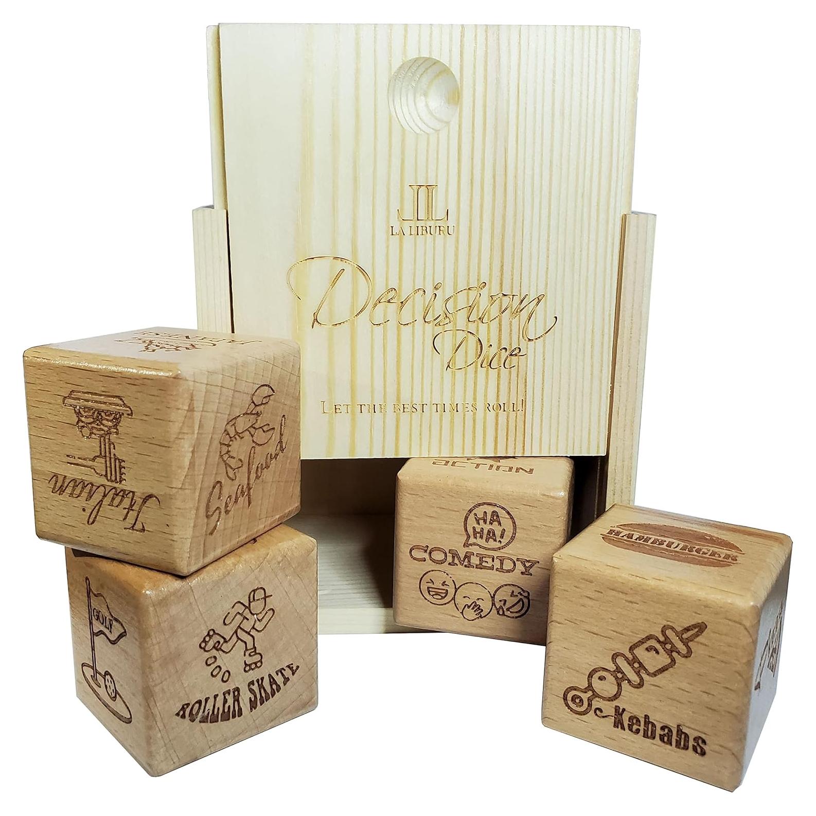 Dados de Decisión de Madera La Liburu - 4 Dados con Caja