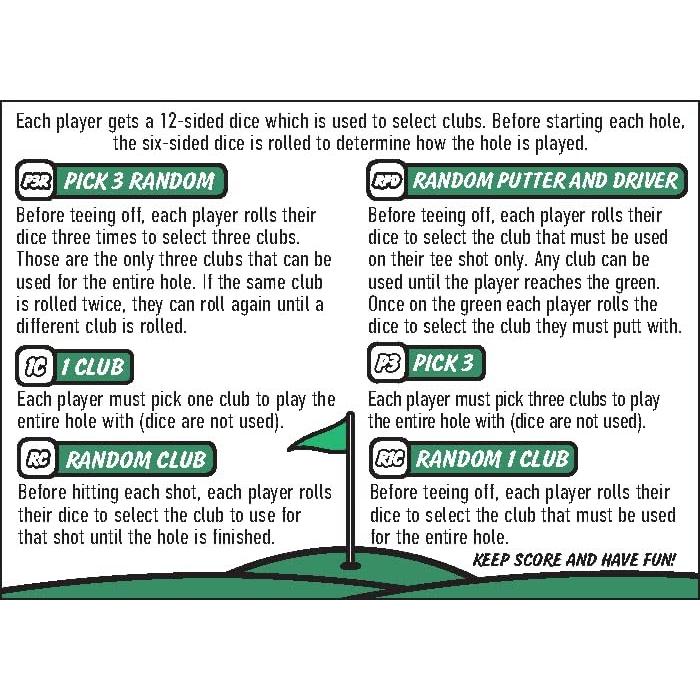 Juego de Dados de Golf Fore! Cards - 4 Dados + Dado de Acción