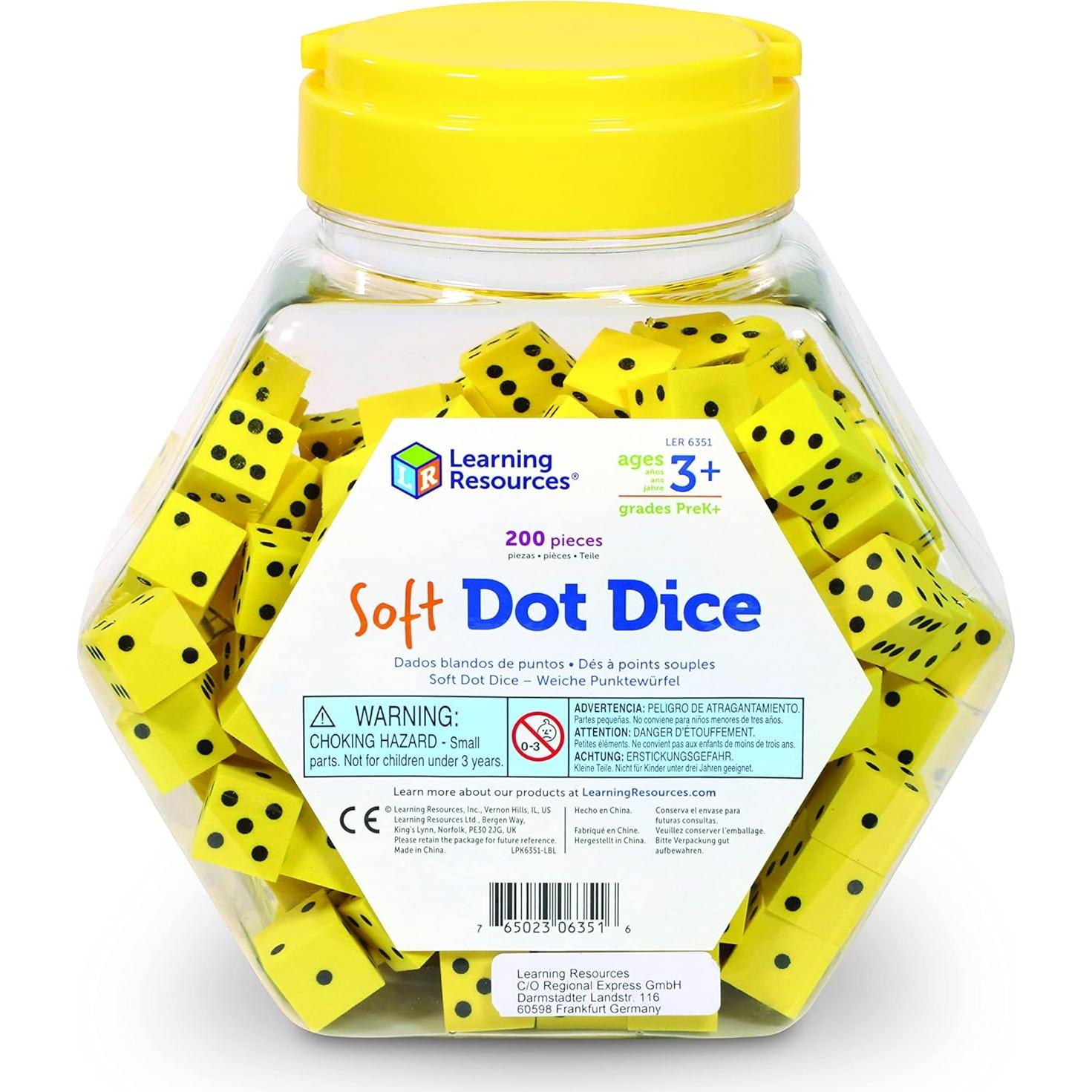 Cubeta de Dados de Puntos Suaves Learning Resources 200 Piezas