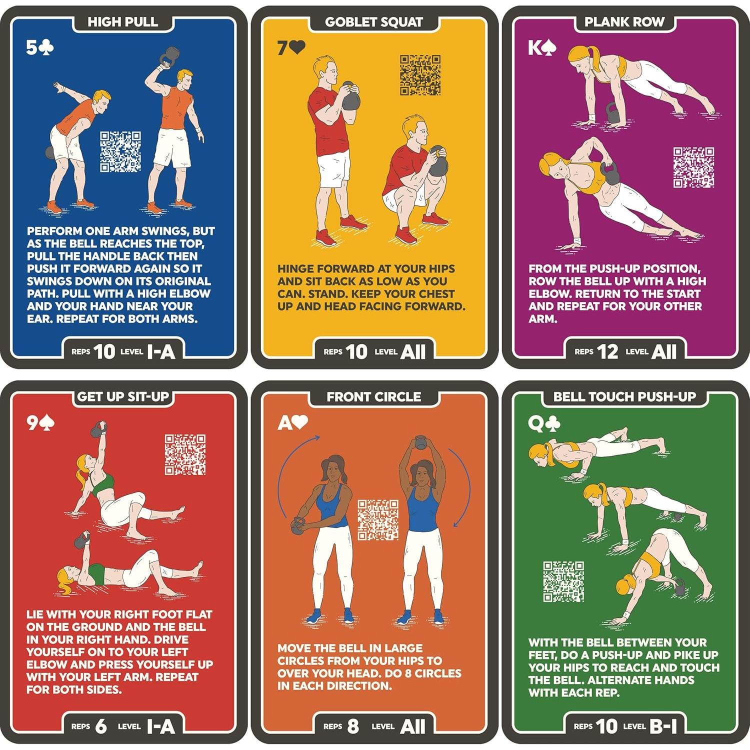 Tarjetas de Ejercicio Kettlebell Stack 52 - Entrenamiento en Casa