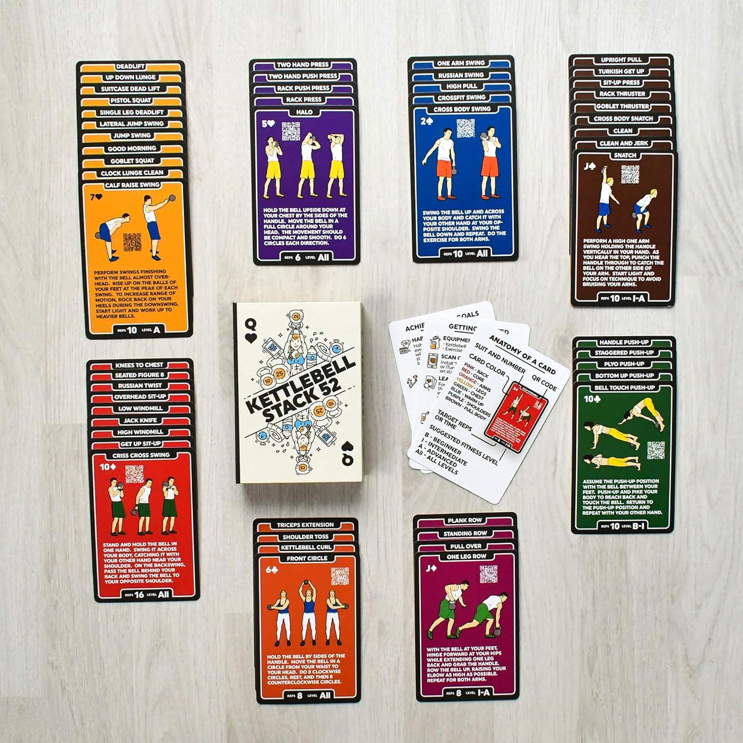 Tarjetas de Ejercicio Kettlebell Stack 52 - Entrenamiento en Casa