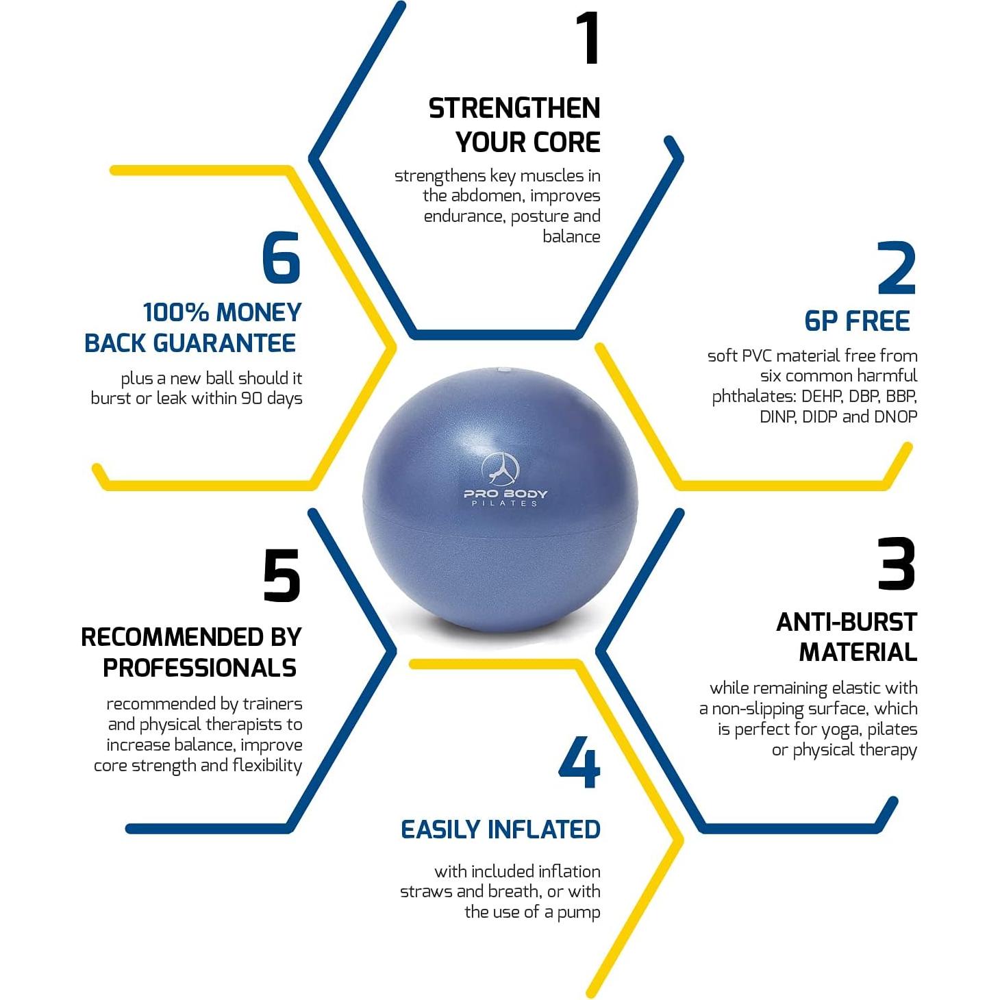 Pelota de Ejercicio ProBody Pilates 22.86 cm Estabilidad