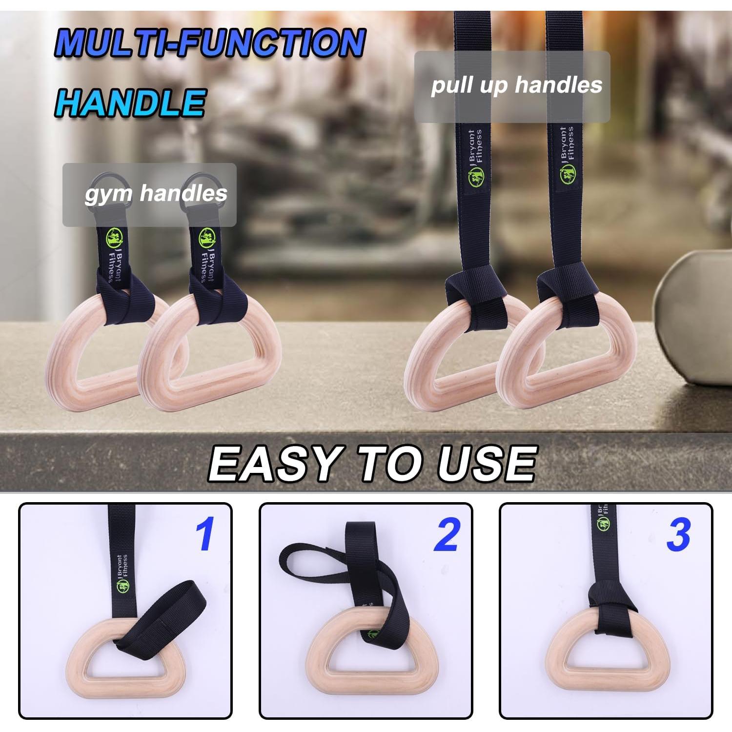 Anillos Gimnásticos de Madera J Bryant BHM-01352 - Agarraderas y Correas Resistentes