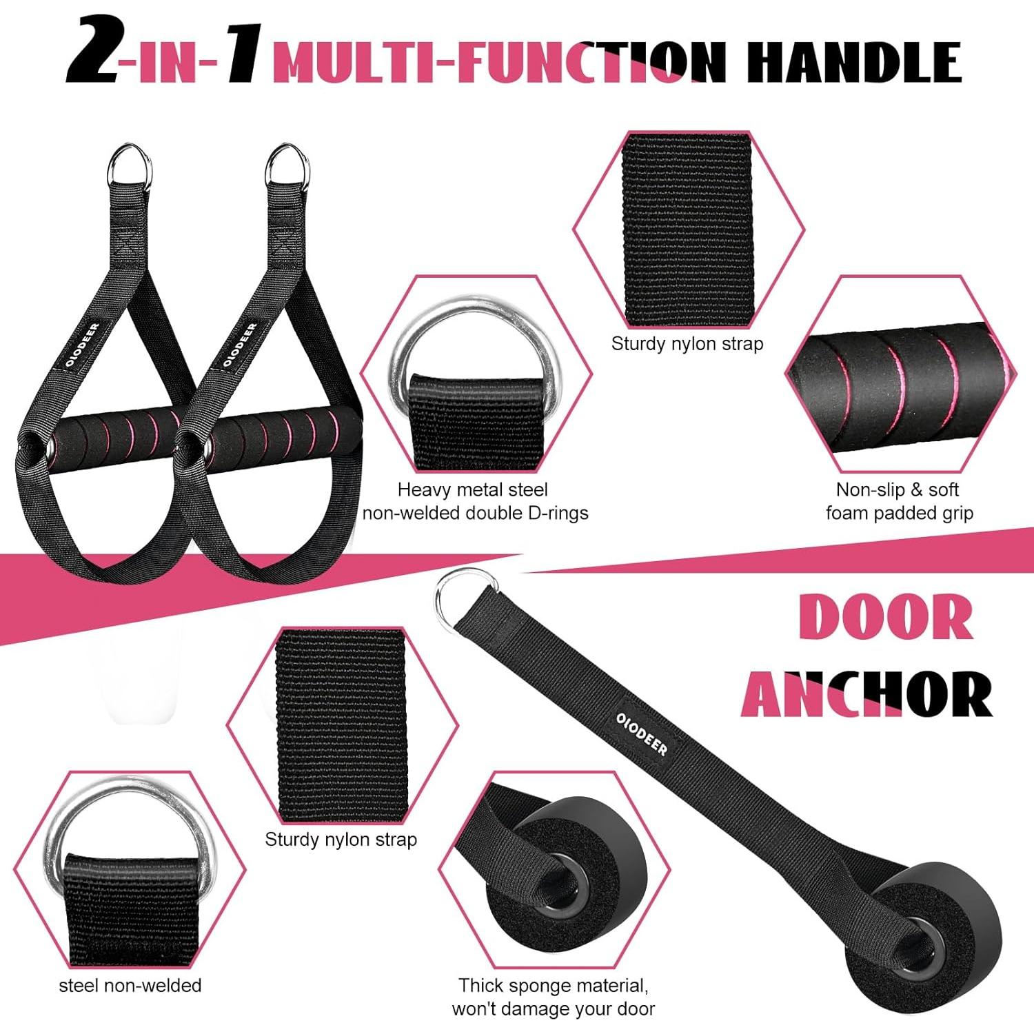 Kit de Barra de Pilates OLODEER con Bandas de Resistencia Rosa