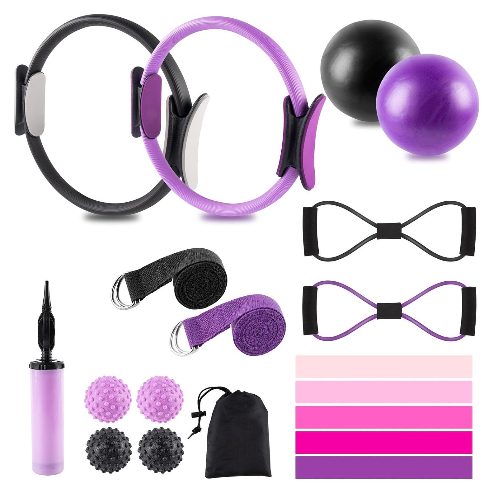 Kit de Pilates Genérico con Anillos, Pelotas y Bandas - 14"
