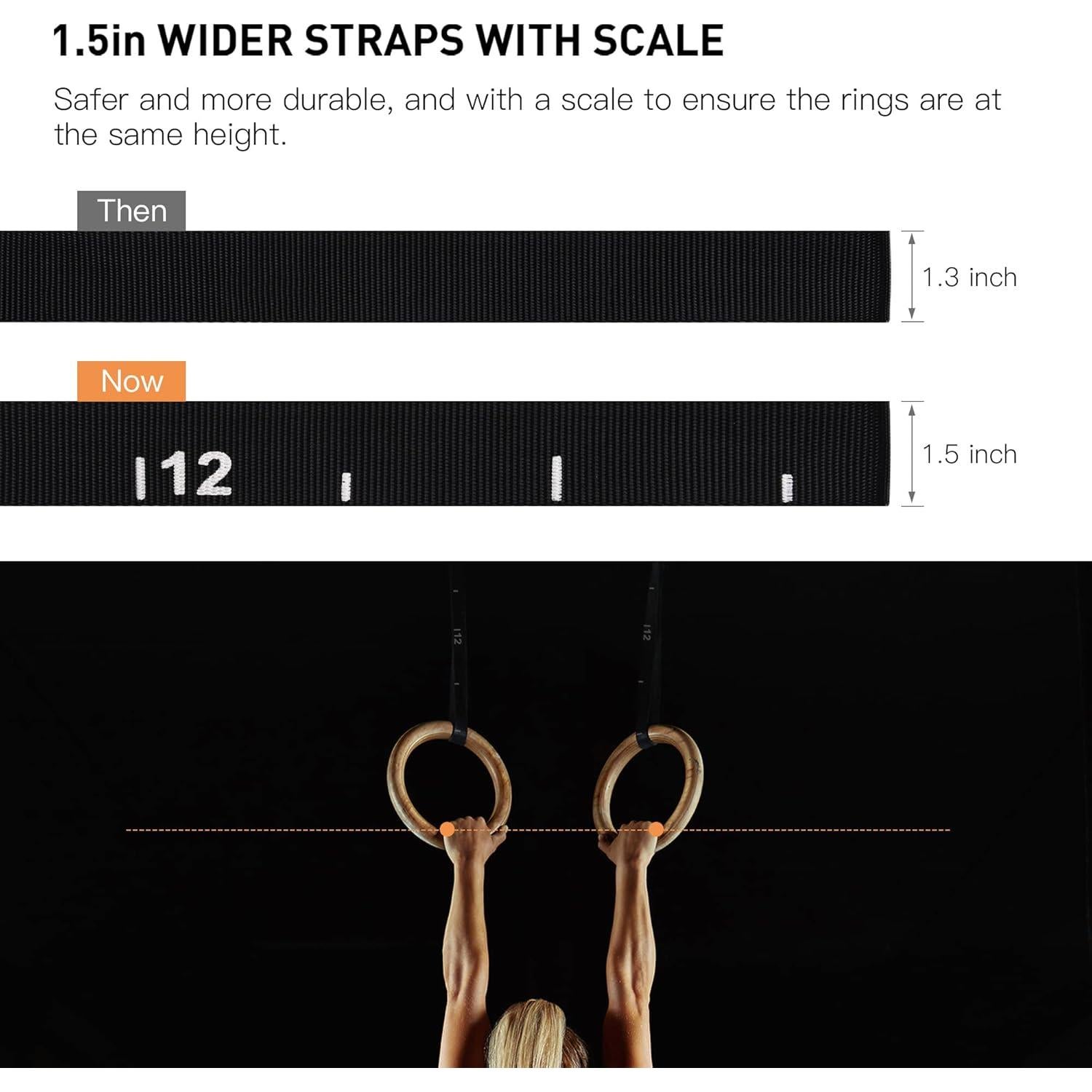 Anillas de Gimnasia PACEARTH de Madera 32mm 680kg con Correas