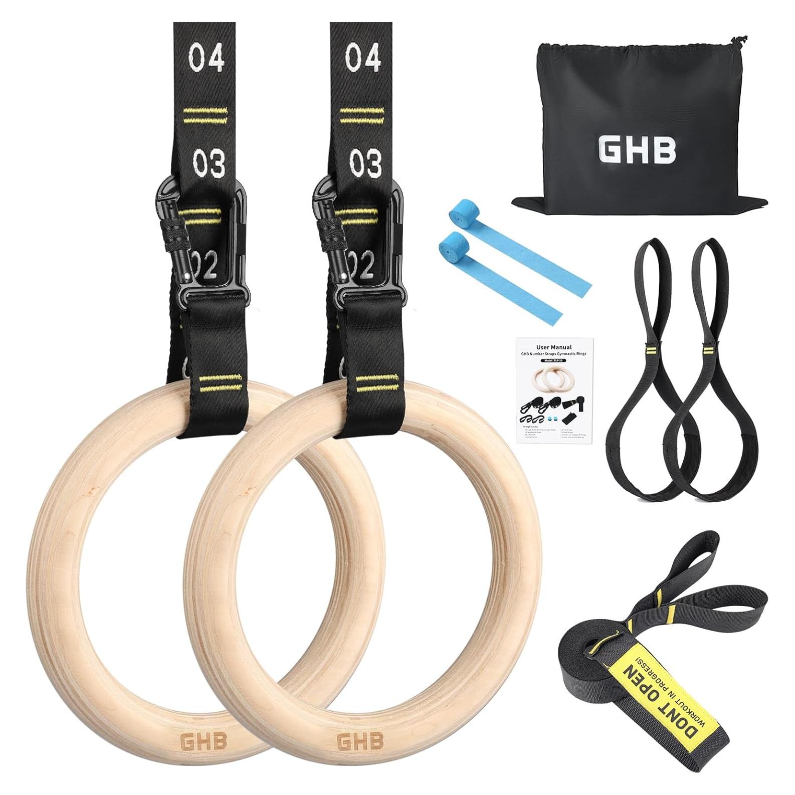 Anillas Gimnásticas de Madera GHB TLP-15 con Correas Ajustables