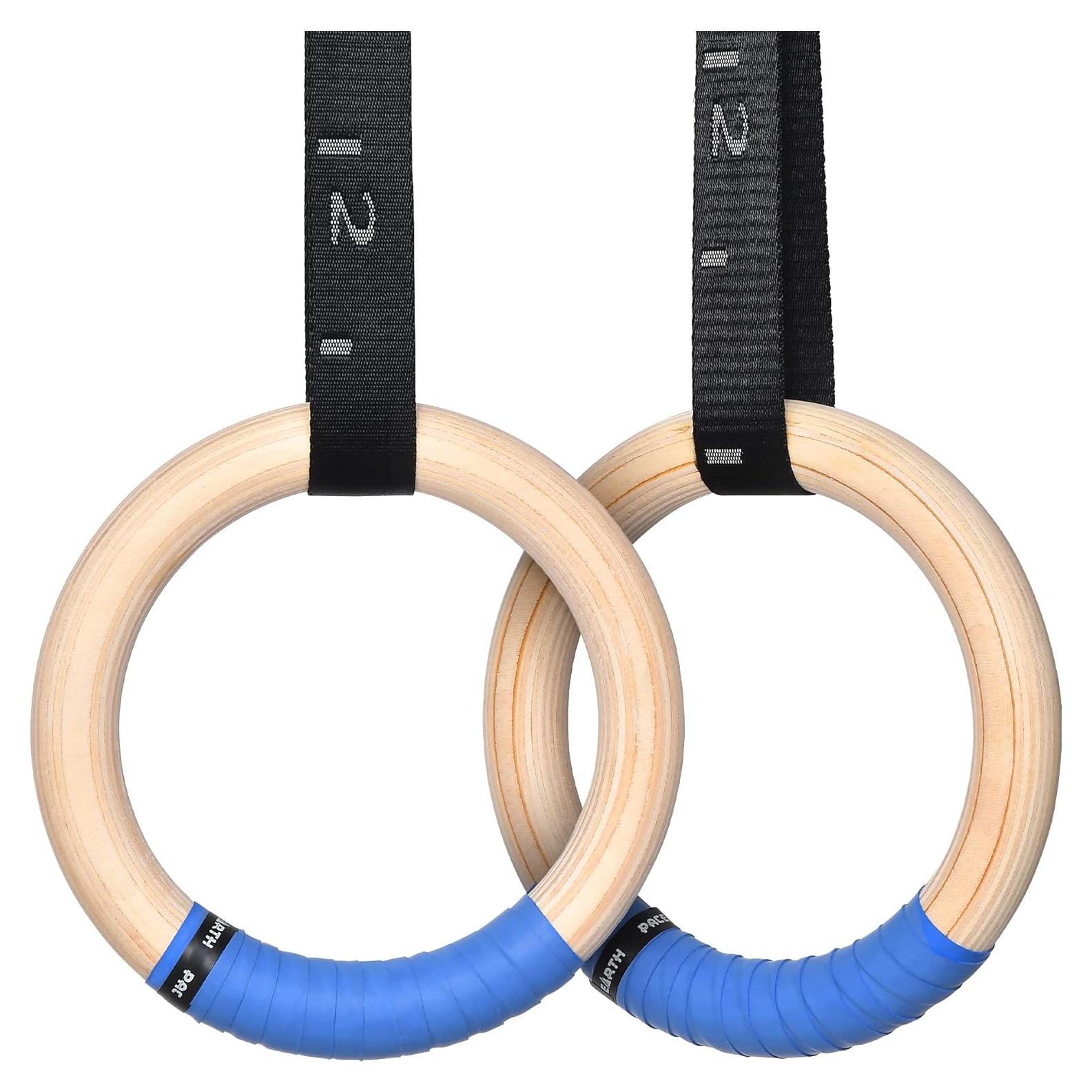 Anillas de Gimnasia PACEARTH de Madera 1.26" 1500lbs con Correas