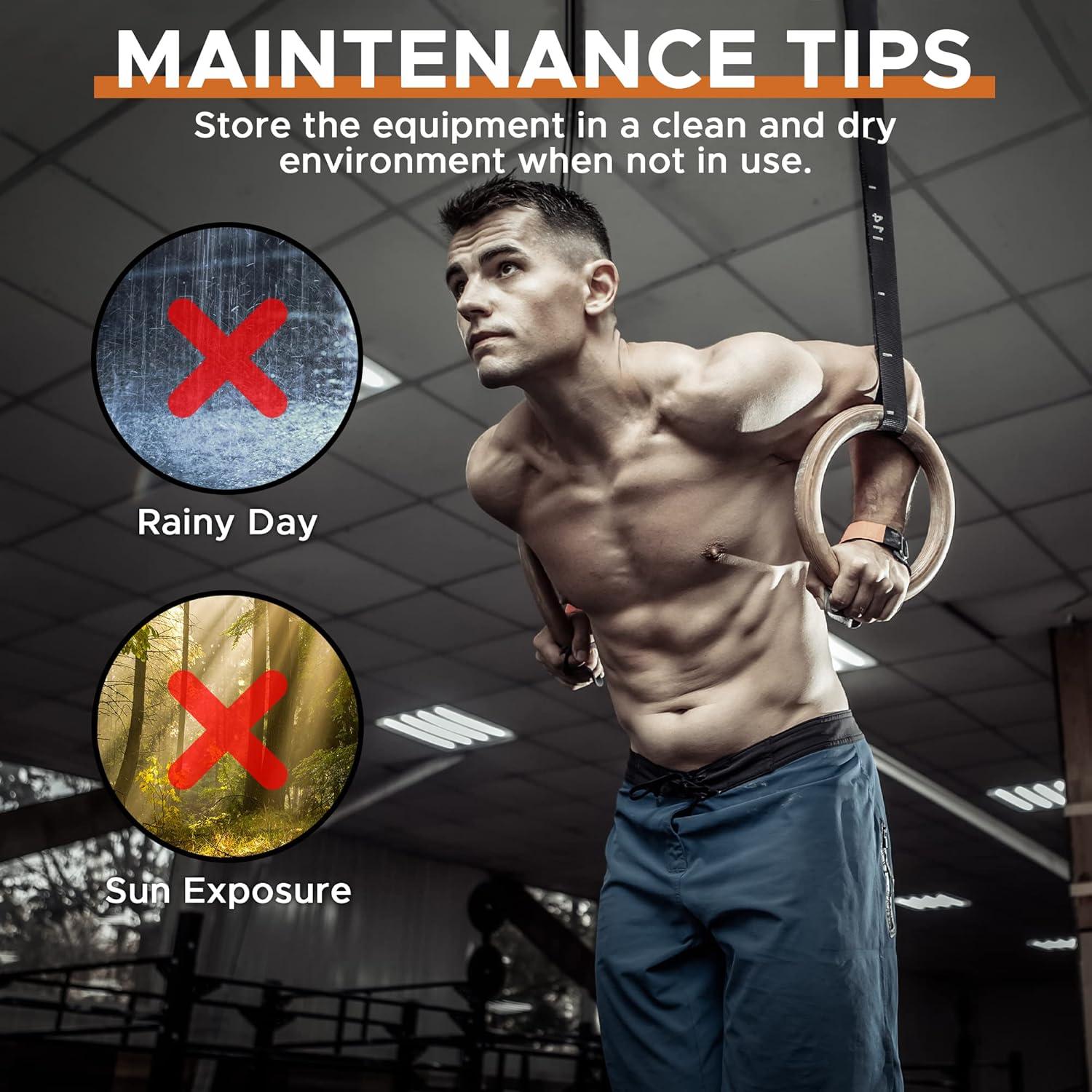 Anillas de Gimnasia PACEARTH de Madera 1.26" 1500lbs con Correas