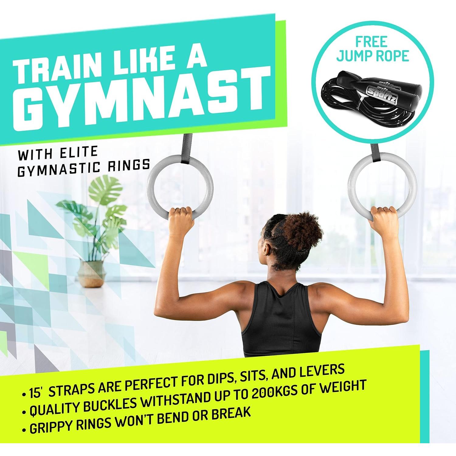 Anillas de Gimnasia Elite Sportz - Antideslizantes 23.5 cm