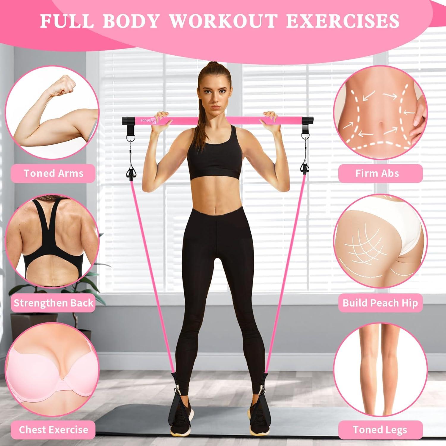 Kit de Barra de Pilates Bbtops con Bandas de Resistencia 13.6/18.1 kg