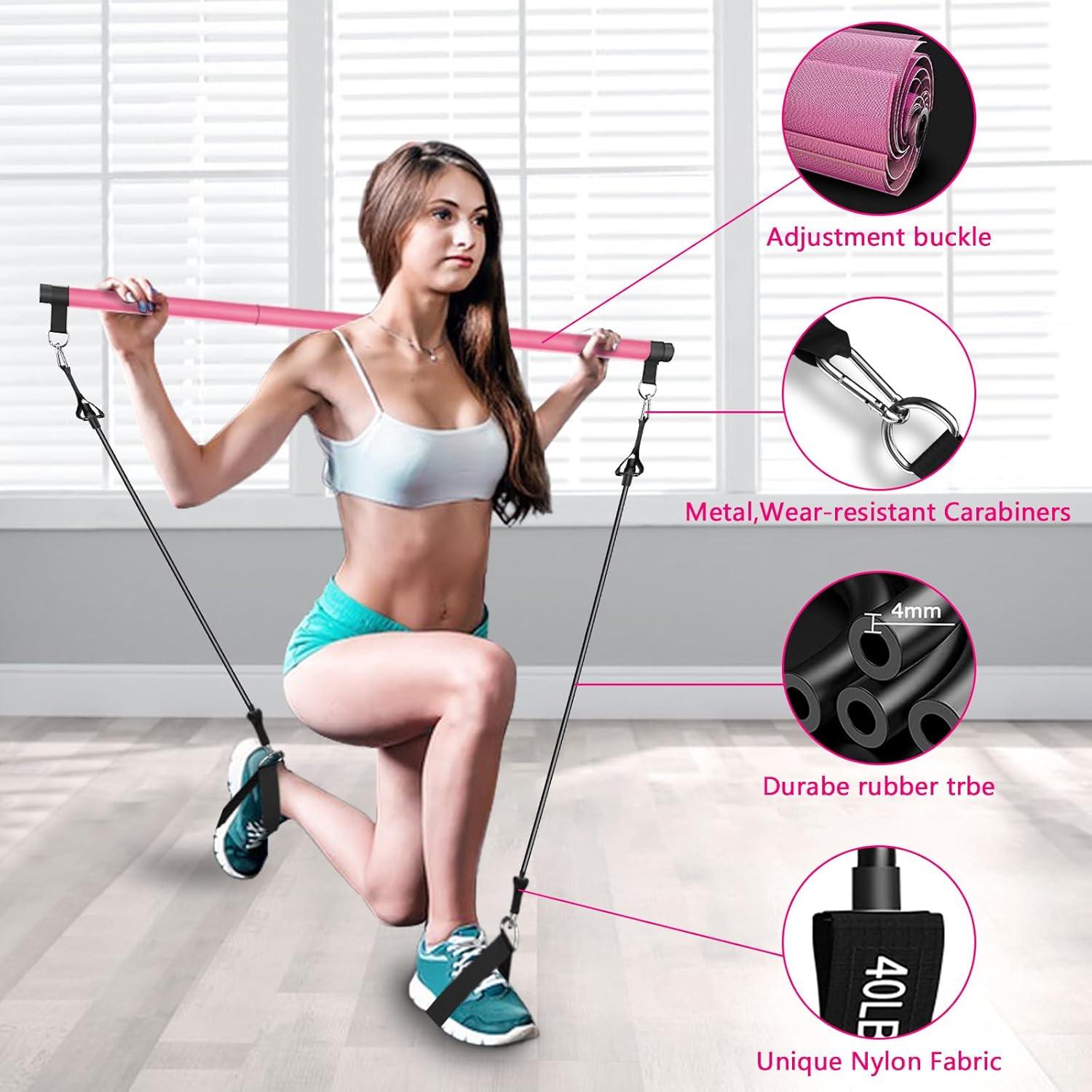Kit de Barra de Pilates Bbtops con Bandas de Resistencia 13.6/18.1 kg