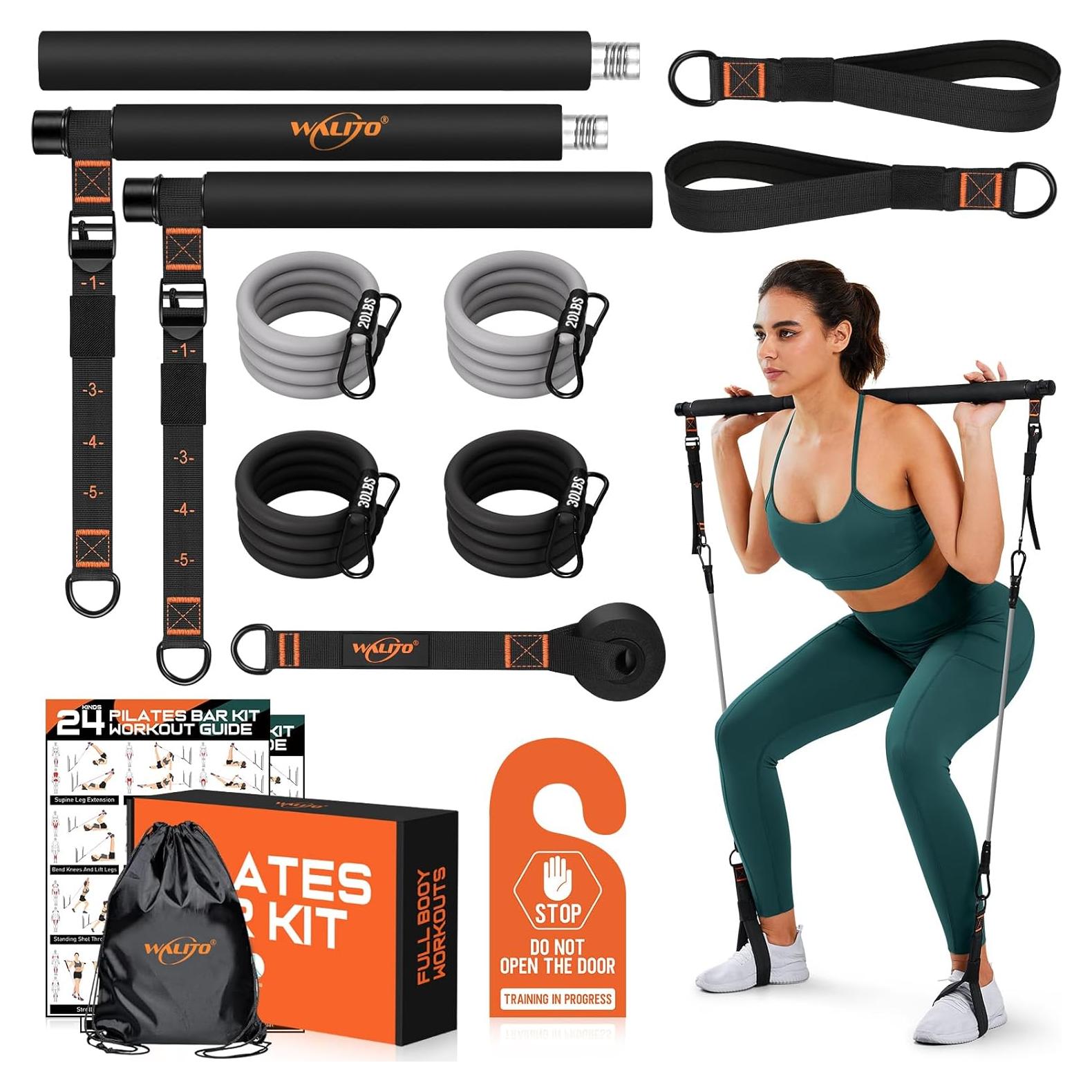 Kit de Barra de Pilates WALITO con Bandas de Resistencia 20-30kg
