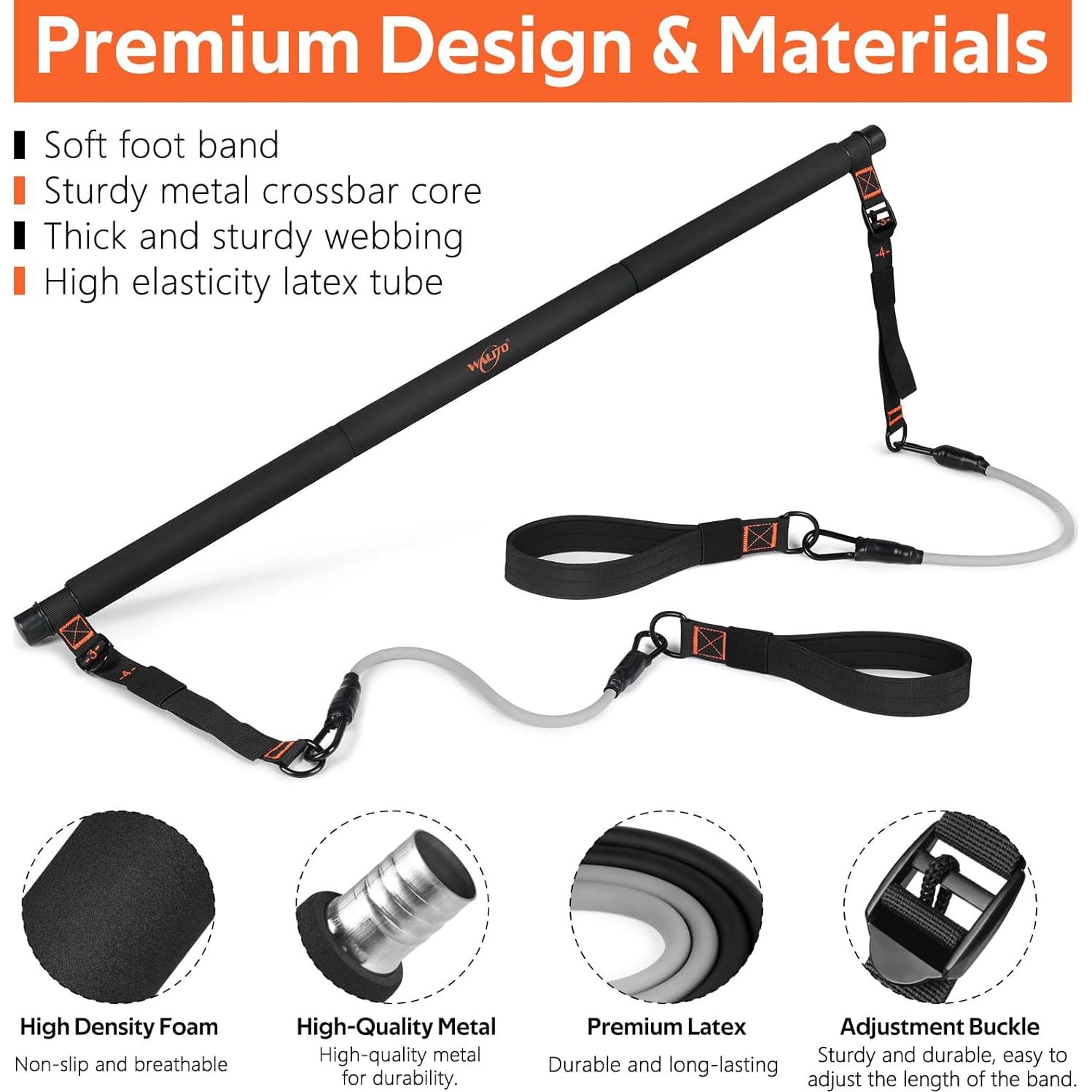 Kit de Barra de Pilates WALITO con Bandas de Resistencia 20-30kg