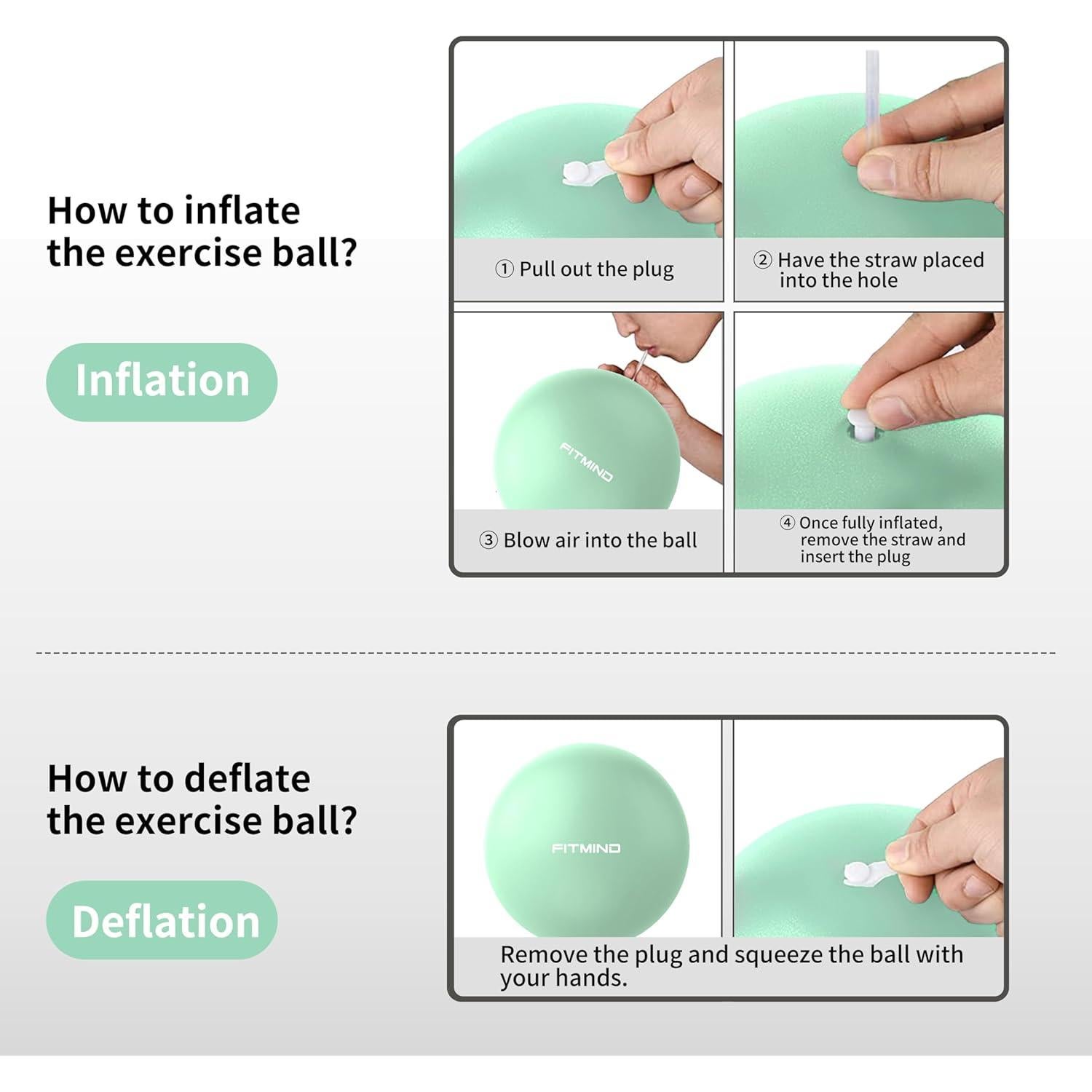 Bola de Pilates FITMIND 25.4 cm para Yoga y Fitness