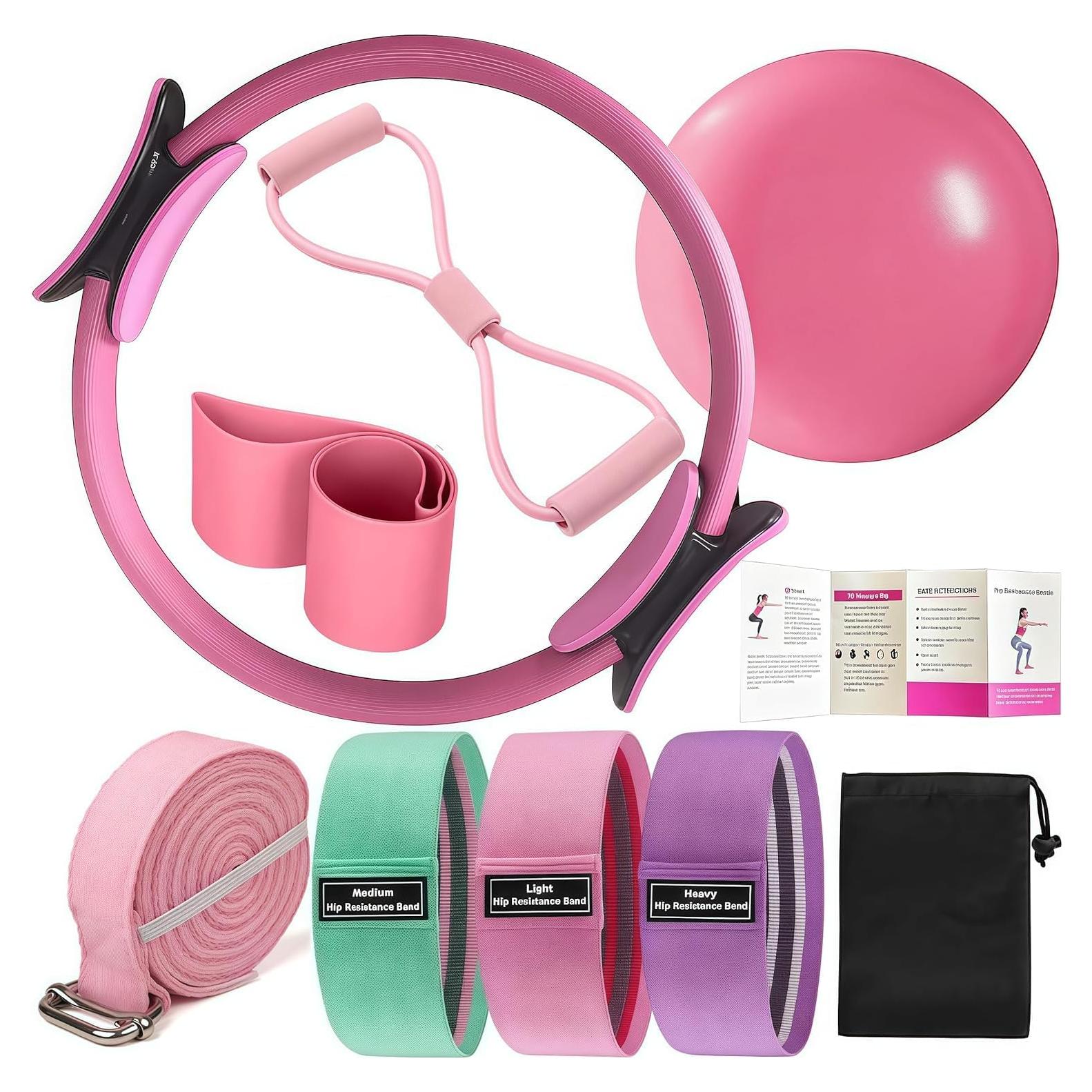 Kit de Pilates TUONU 8 Pcs Anillo Mágico y Bandas de Resistencia