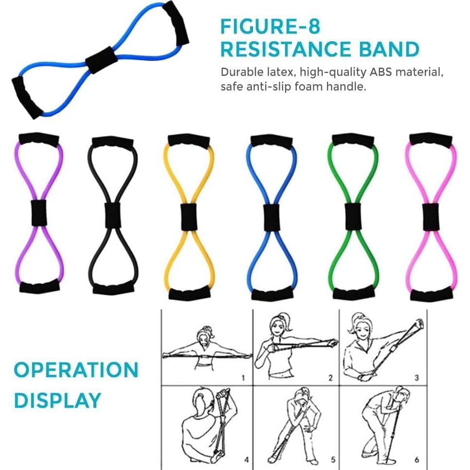 Kit de Pilates TUONU 8 Pcs Anillo Mágico y Bandas de Resistencia