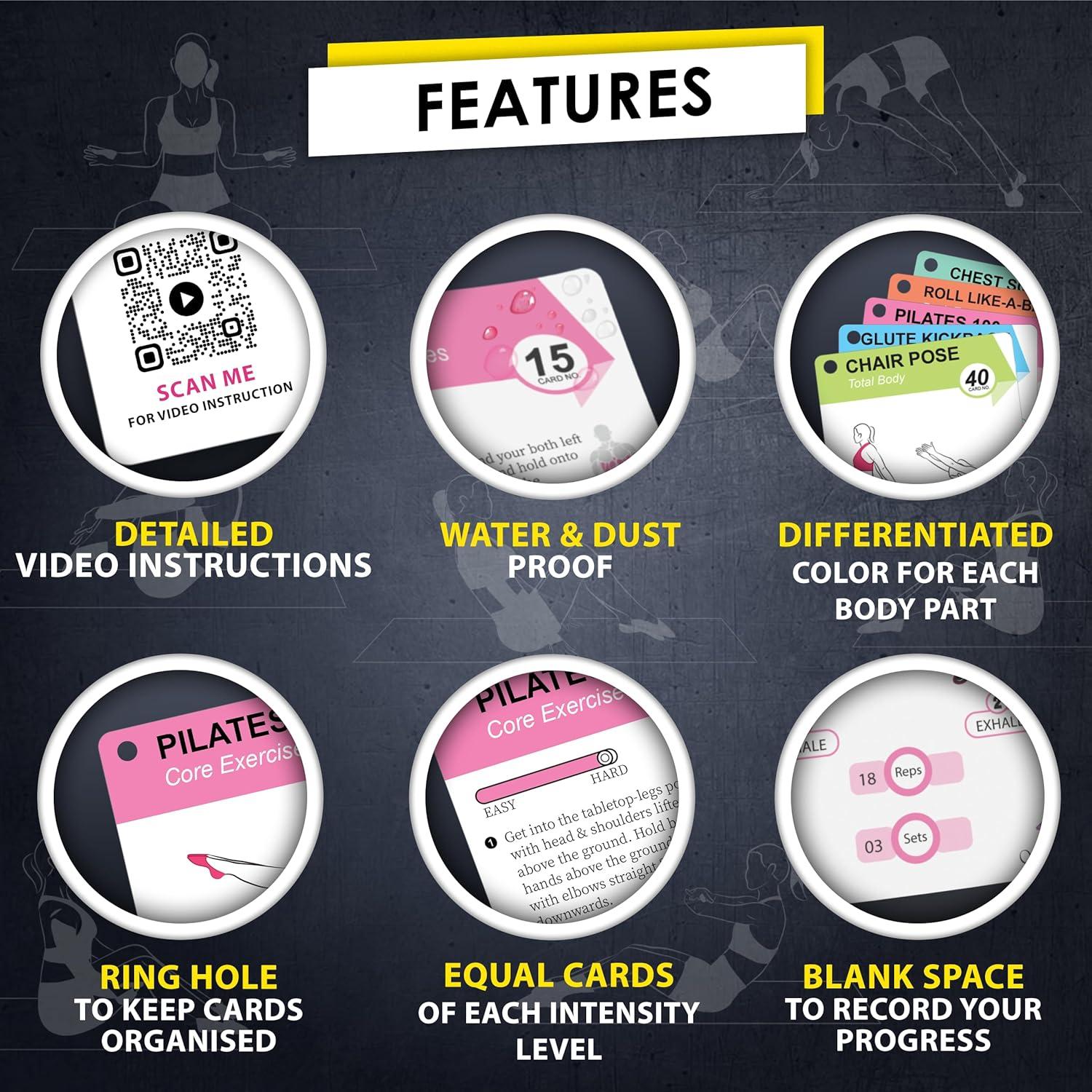 Tarjetas de Entrenamiento de Pilates Flexies - 58 Ejercicios con Video