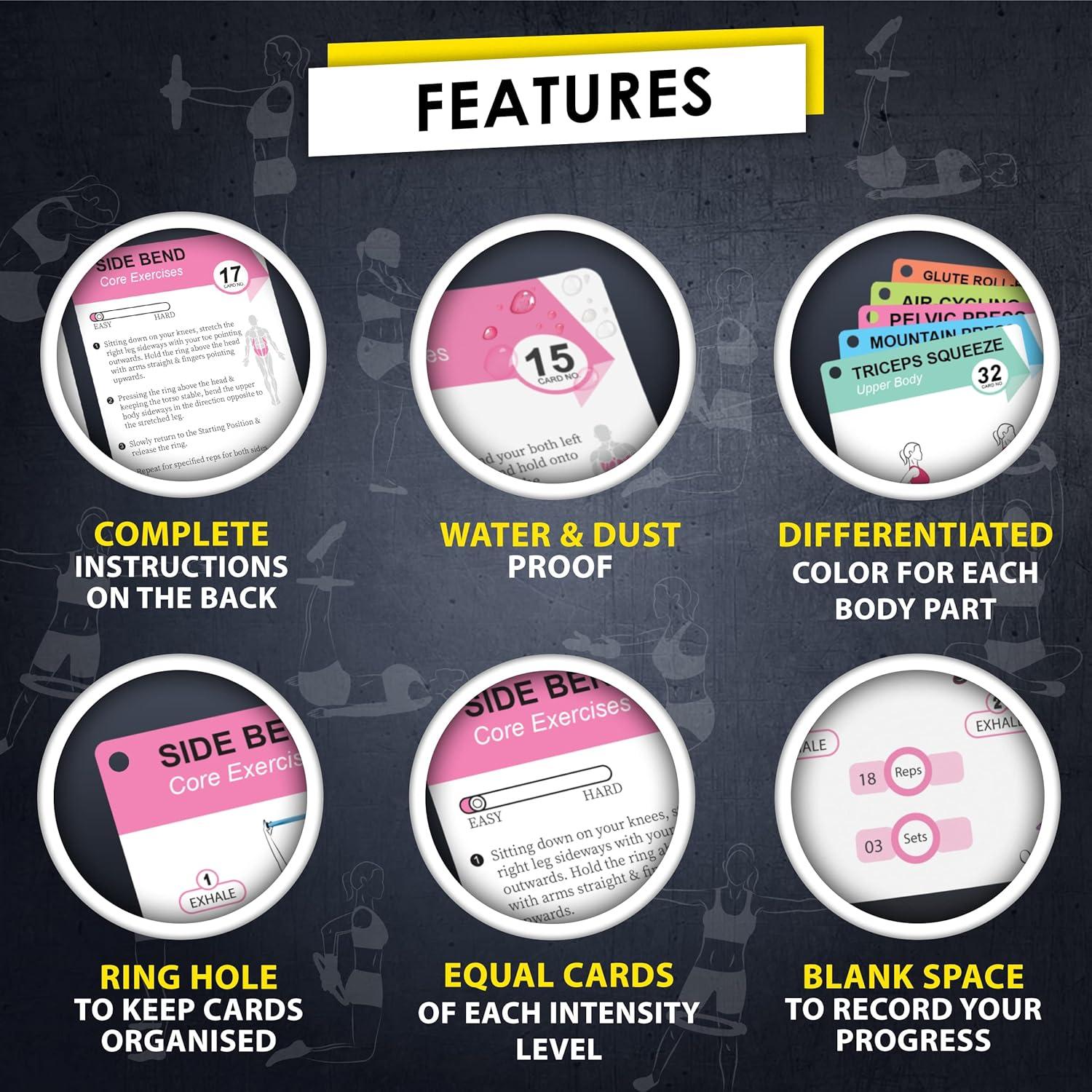 Tarjetas de Entrenamiento Pilates Flexies - 58 Tarjetas con Instrucciones