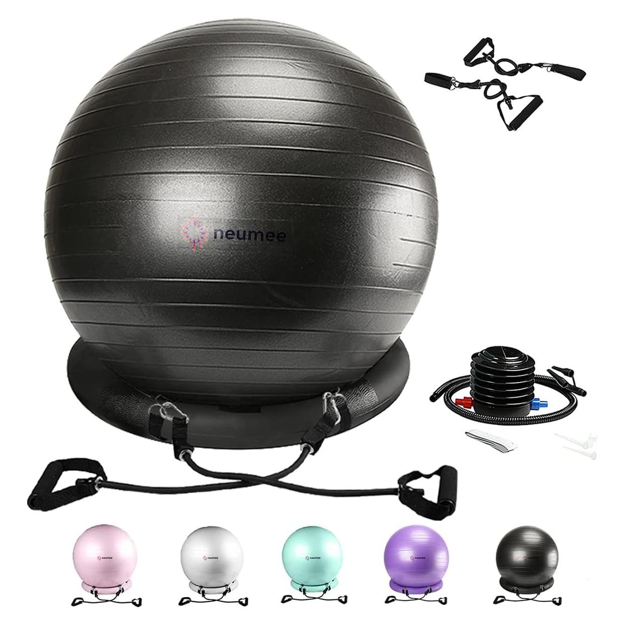 Silla de Pelota de Ejercicio NEUMEE 65 cm con Bandas de Resistencia