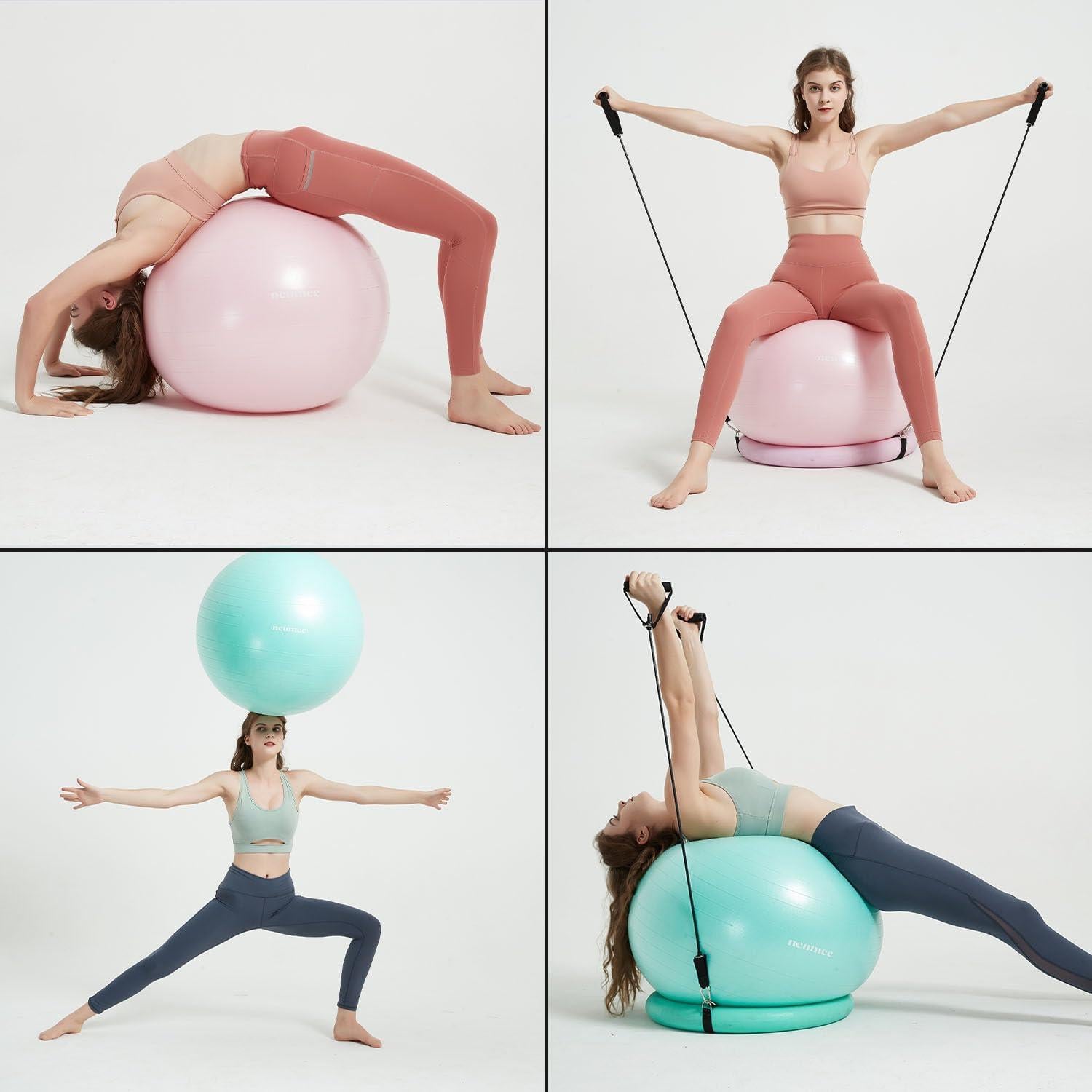 Silla de Pelota de Ejercicio NEUMEE 65 cm con Bandas de Resistencia