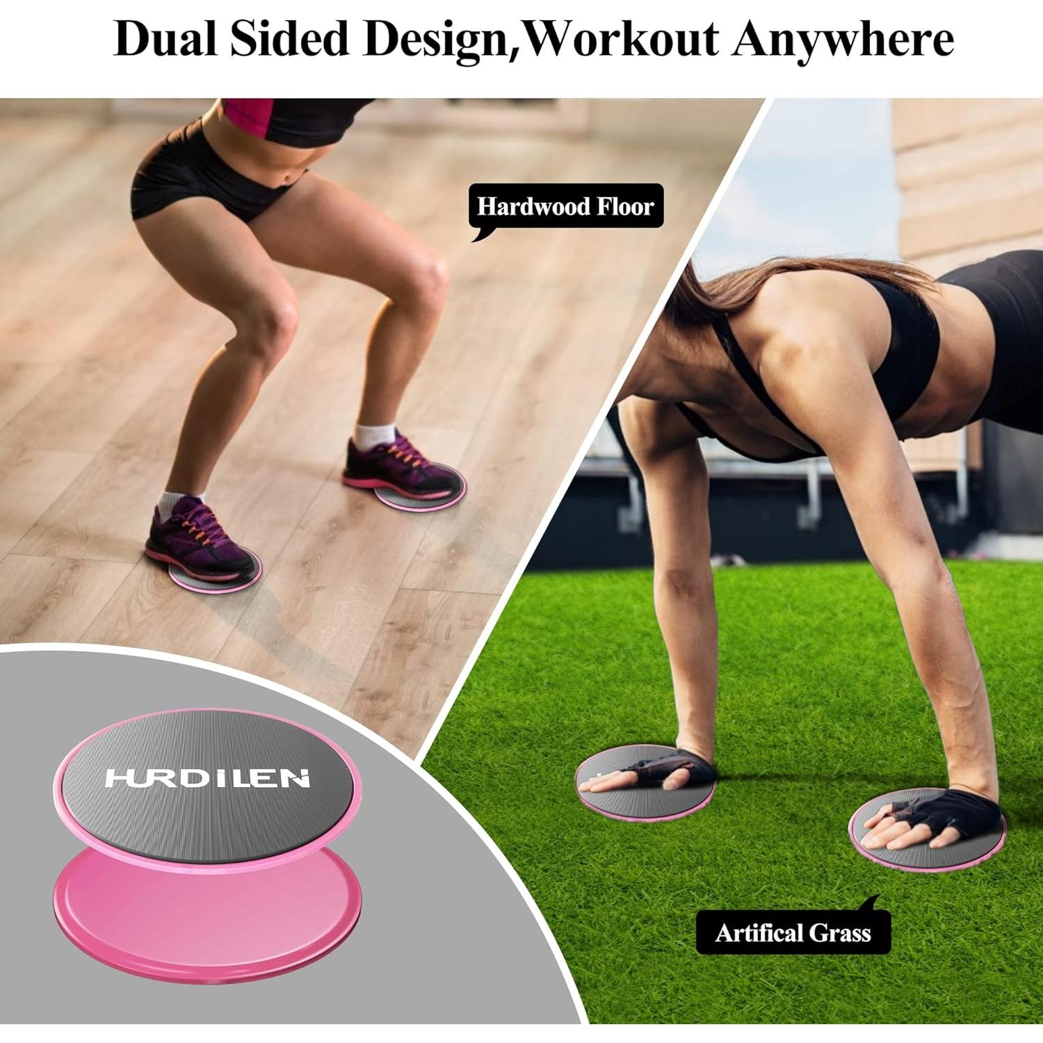 Deslizadores de Núcleo Hurdilen Rosa - Discos de Ejercicio Doble Cara