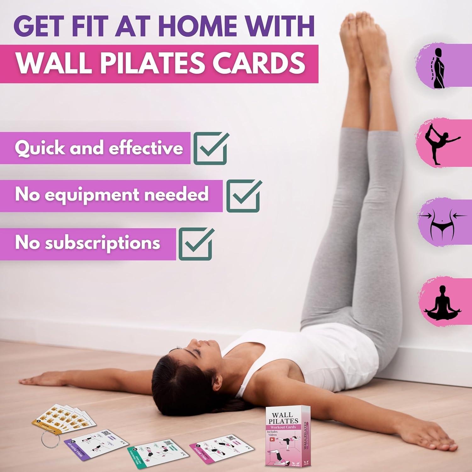 Tarjetas de Ejercicio de Pilates en la Pared Flow Dare - 66 Tarjetas con Videos y Plan de Entrenamiento