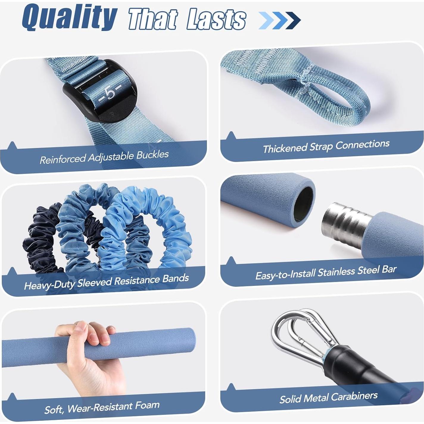 Kit de Barra de Pilates ALongSong con 6 Bandas de Resistencia 9-81kg