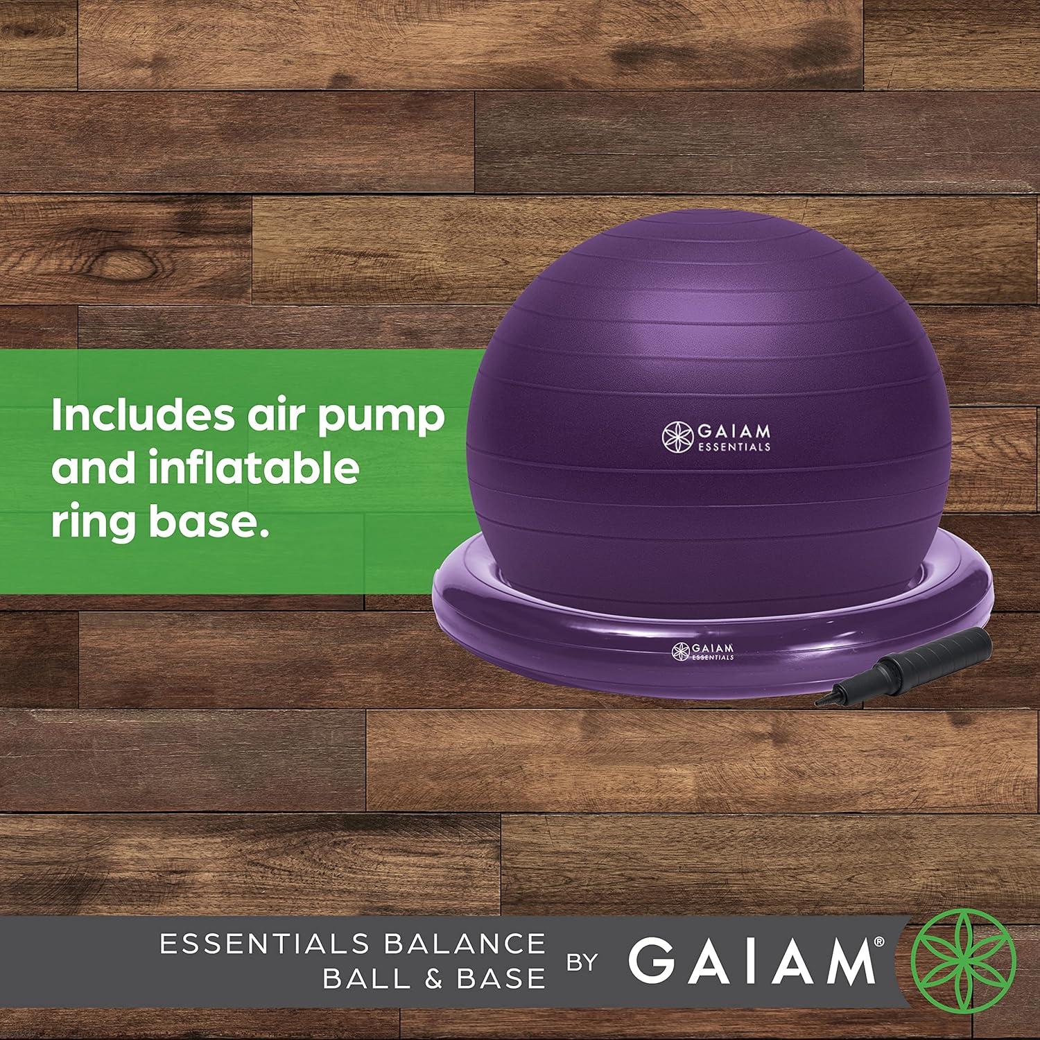 Kit de Pelota de Equilibrio Gaiam Essentials 65cm con Base Inflable