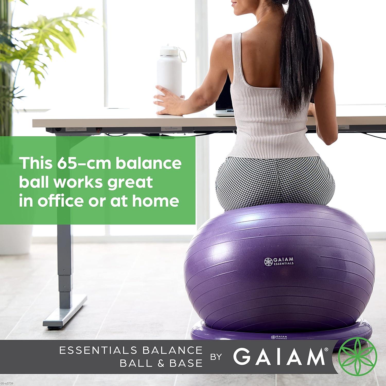 Kit de Pelota de Equilibrio Gaiam Essentials 65cm con Base Inflable