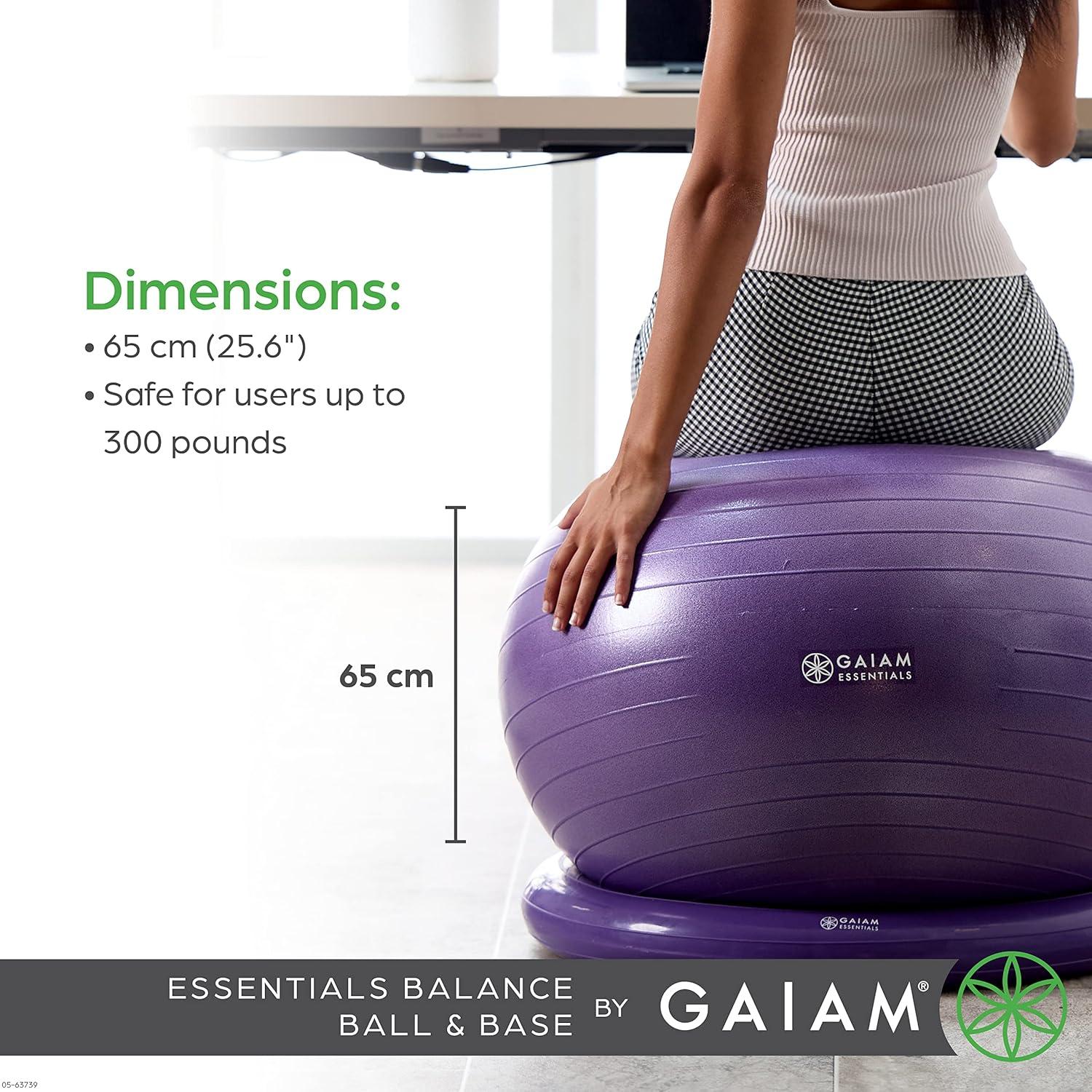 Kit de Pelota de Equilibrio Gaiam Essentials 65cm con Base Inflable