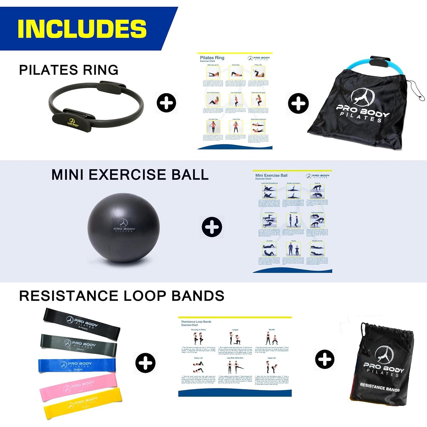 ProBody Pilates Kit de Entrenamiento en Casa - 3 Piezas