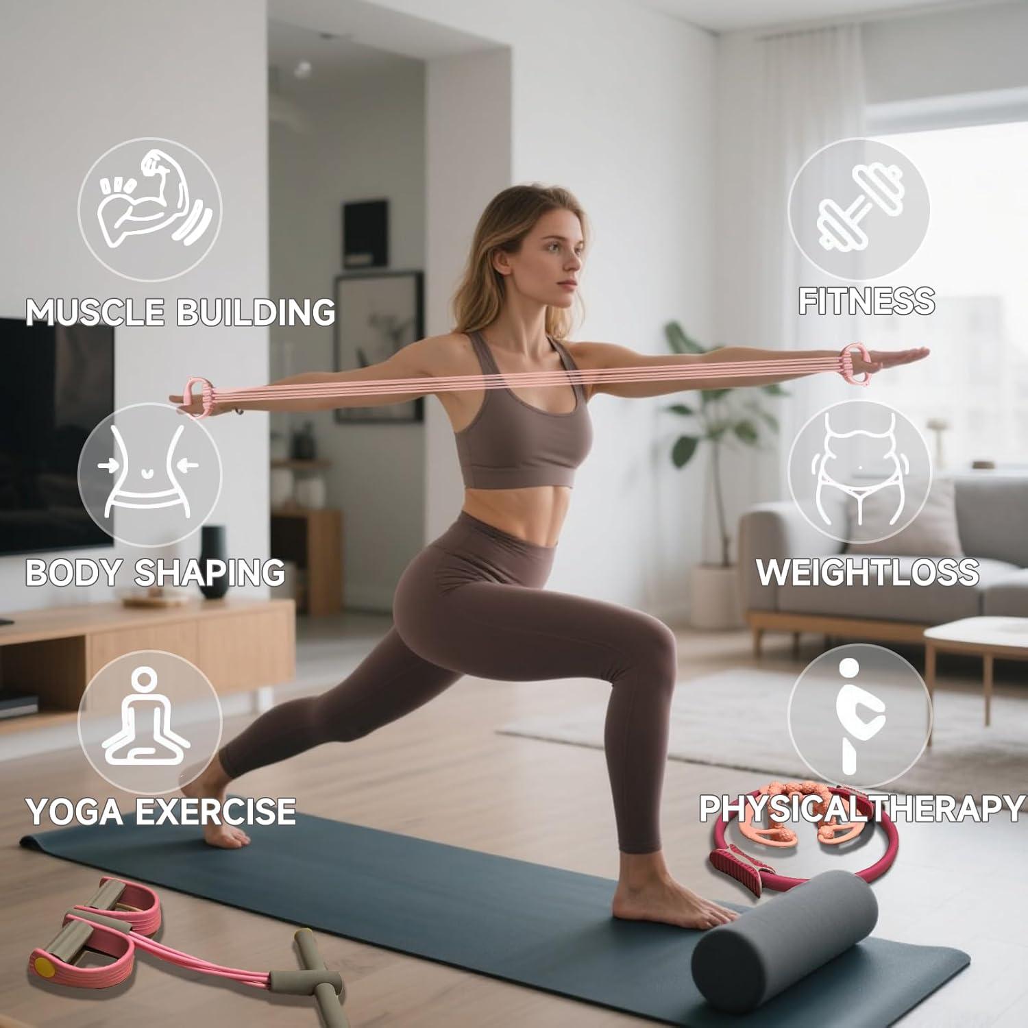 Kit de Pilates BLQCSLH YJT001 con Anillo y Banda de Resistencia