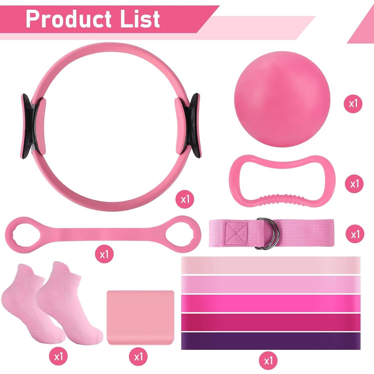 Kit de Pilates 13 Piezas Party Greeting - Anillo, Bandas y Pelota