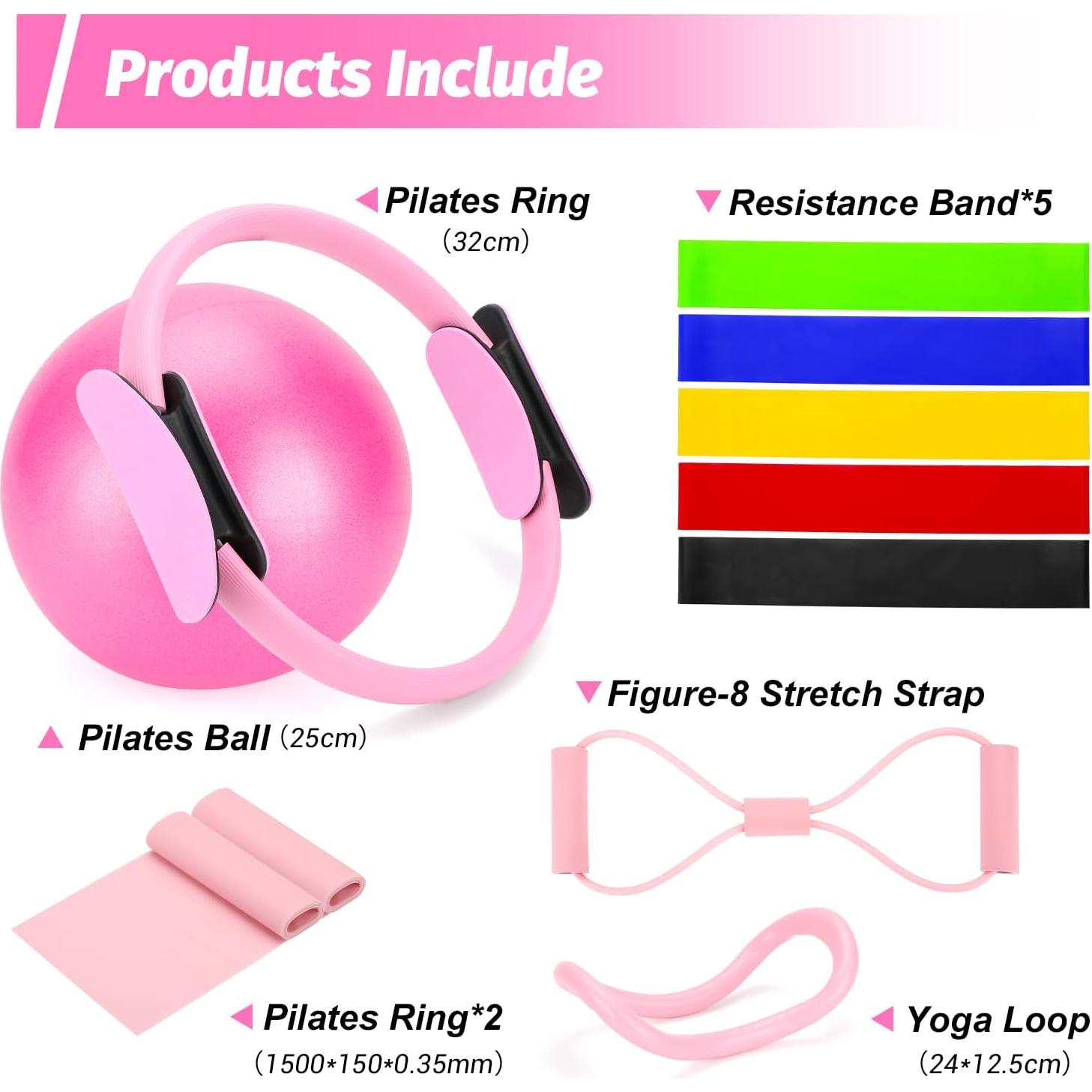 Kit de Pilates TOCOHANALOGY PLT01 Rosa - Anillo, Banda y Pelota