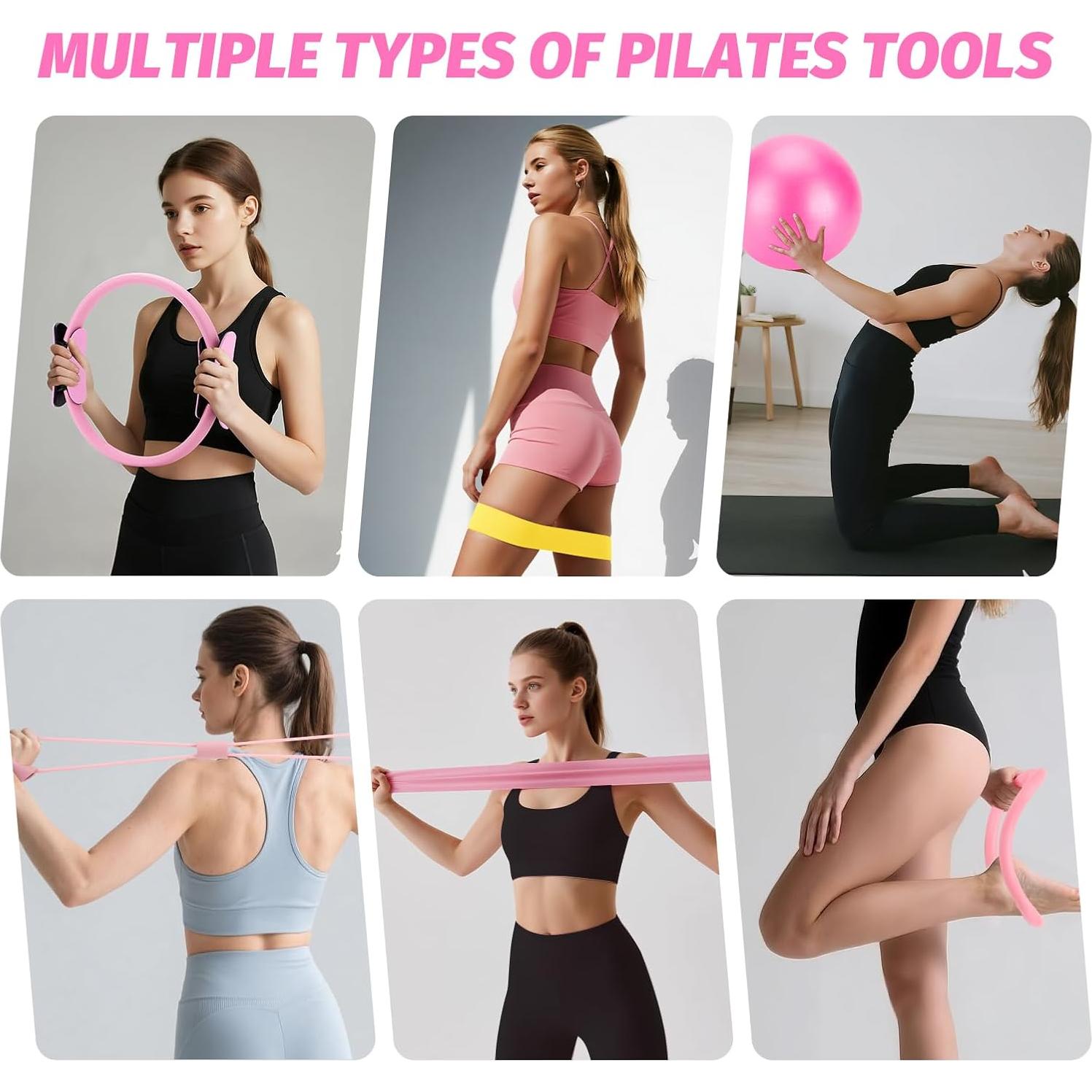Kit de Pilates TOCOHANALOGY PLT01 Rosa - Anillo, Banda y Pelota