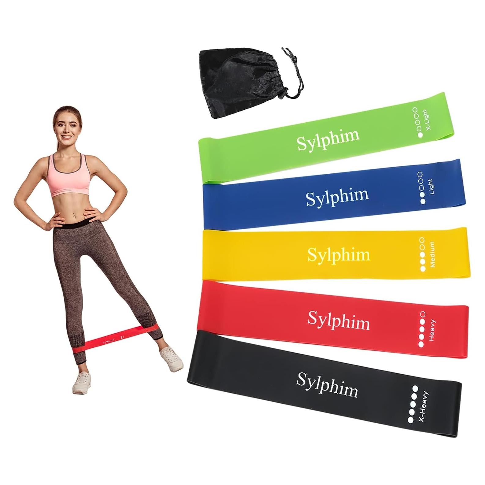Set de 5 Bandas de Resistencia Sylphim con Bolsa y Guía