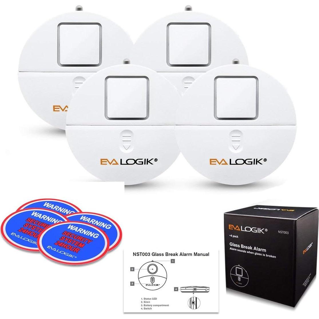 Alarma de Ventana EVA LOGIK 120dB con Sensor de Vibración - Paquete de 4