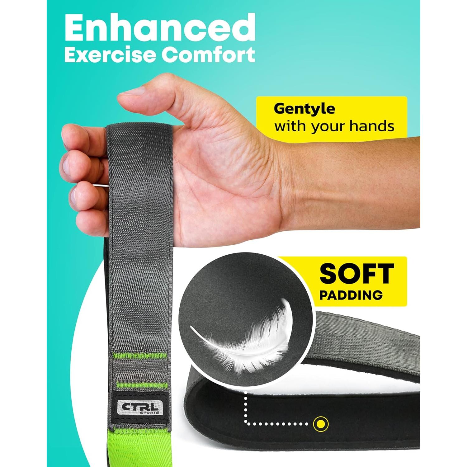 Correa de Estiramiento CTRL Sports 12 Asas Nylon Verde Amarillo