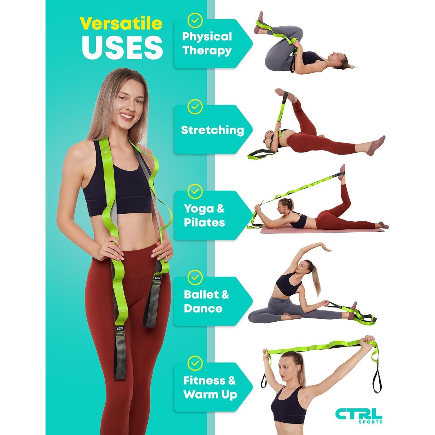 Correa de Estiramiento CTRL Sports 12 Asas Nylon Verde Amarillo