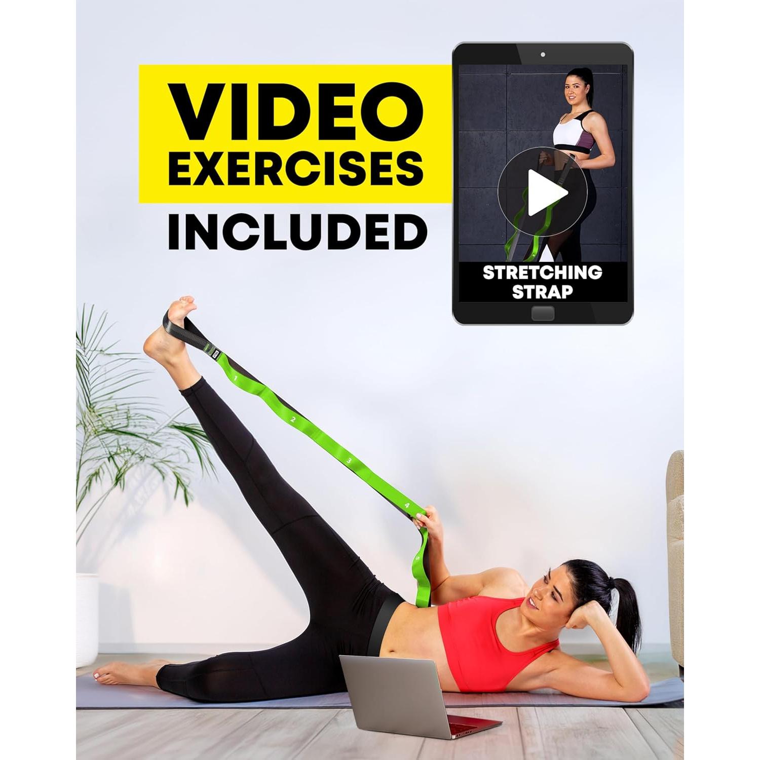 Correa de Estiramiento CTRL Sports 12 Asas Nylon Verde Amarillo