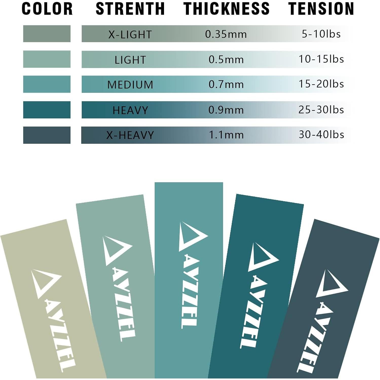 Bandas de Resistencia AYZZEL - Juego de 5 Niveles con Bolsa
