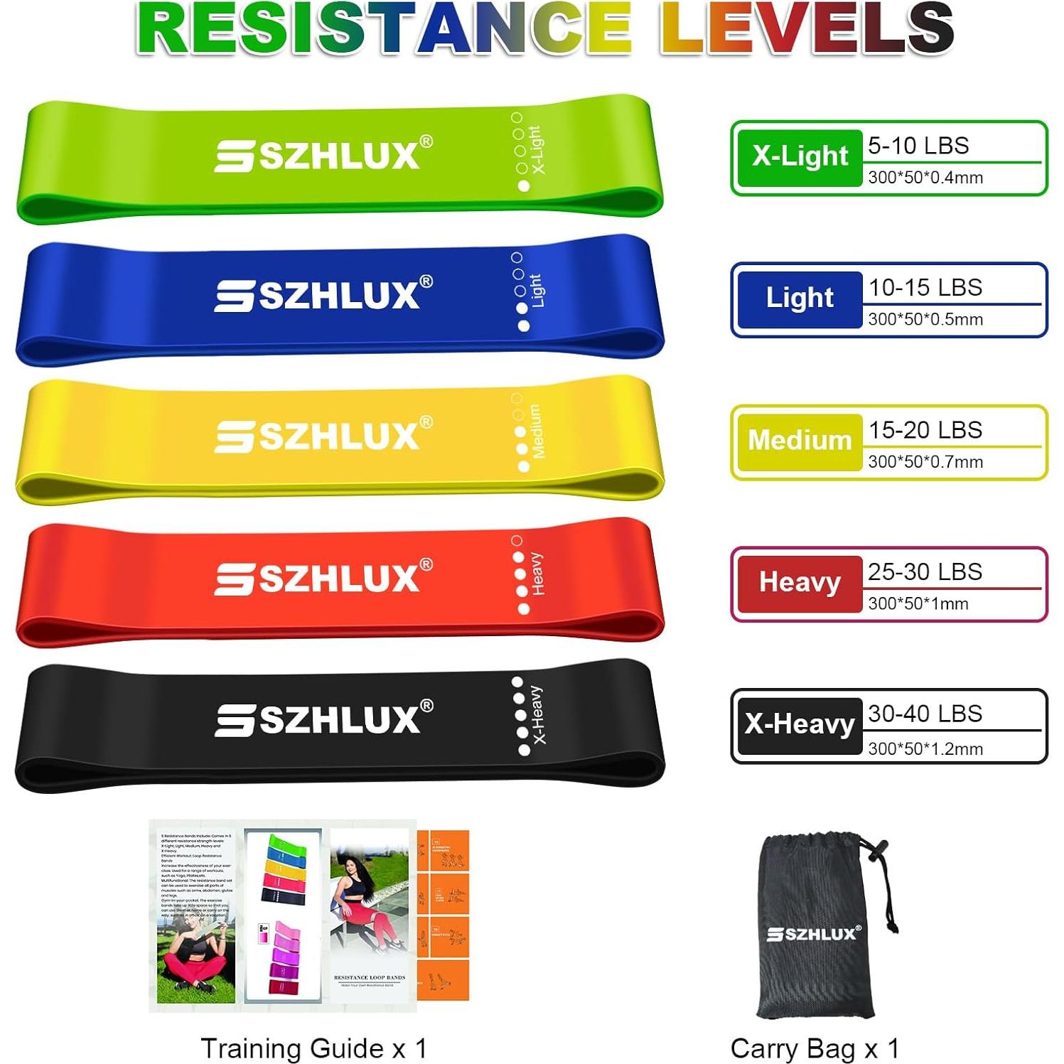 Conjunto de Bandas de Resistencia SZHLUX 5 Niveles para Fitness