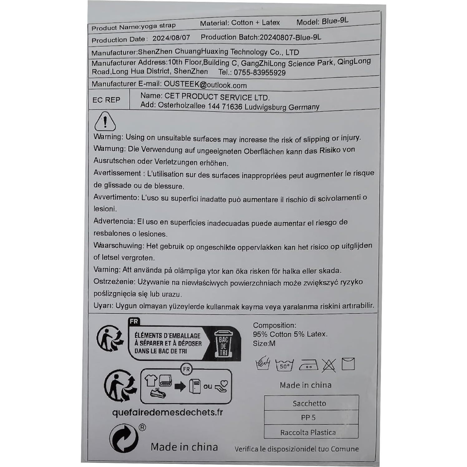 Correa de Estiramiento Elástica DEHUB 108cm Azul para Yoga y Pilates