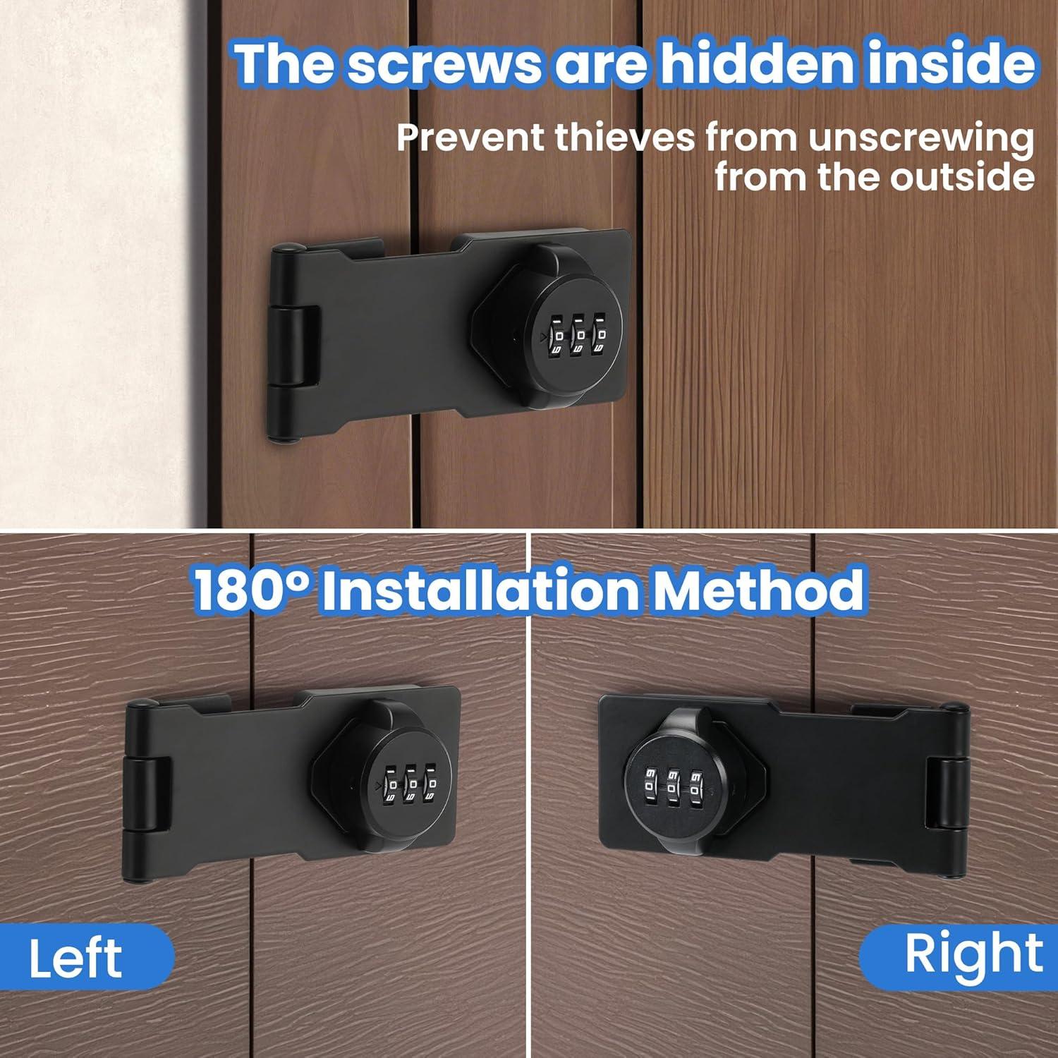 Cerradura de gabinete TOKCKYBL sin llave 3 dígitos 11.43 cm negra