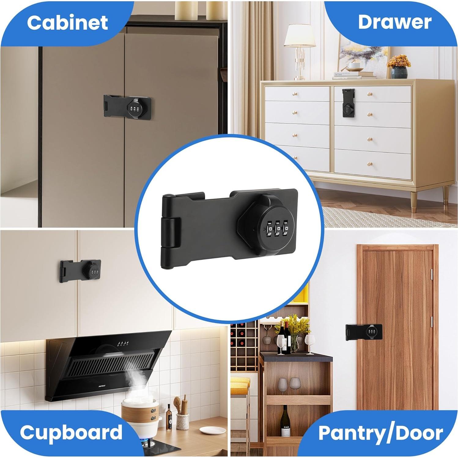 Cerradura de gabinete TOKCKYBL sin llave 3 dígitos 11.43 cm negra