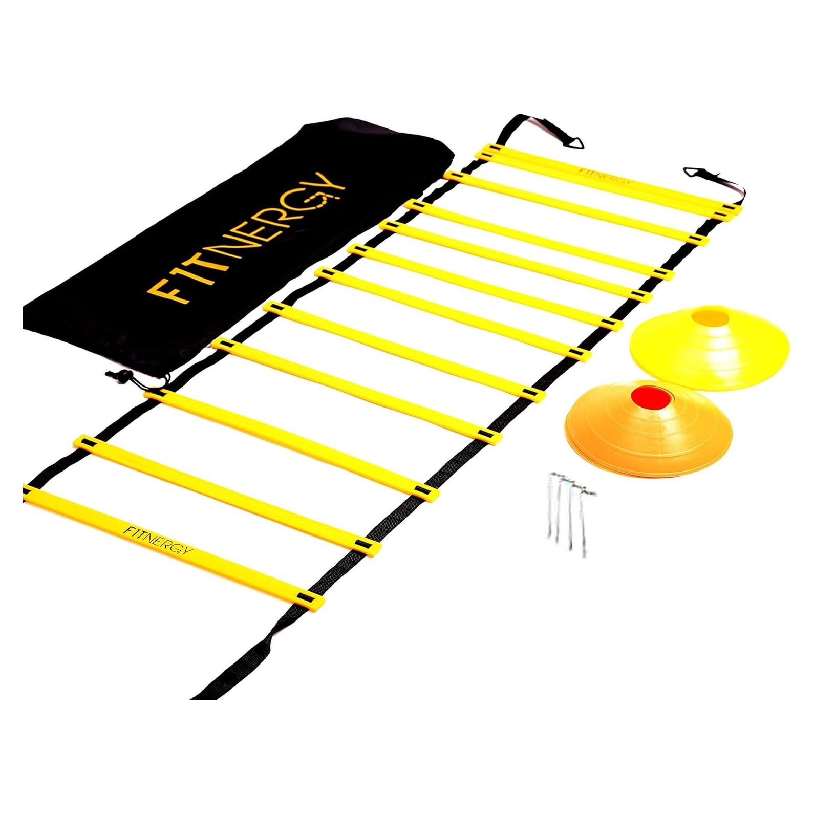 Escalera de Agilidad F1TNERGY 12 Escalones Amarilla + 10 Conos