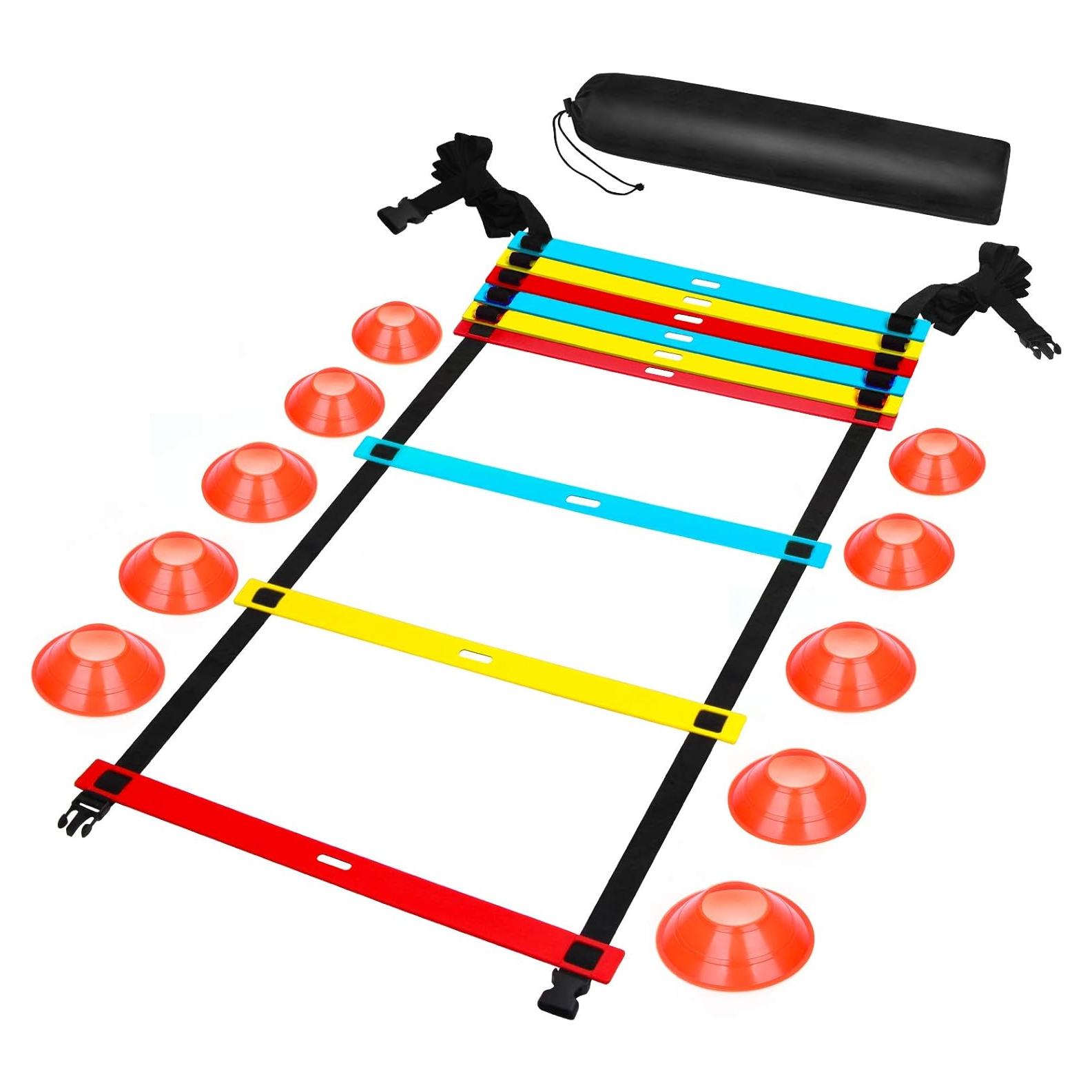 Conjunto de Escalera de Agilidad FENGDU 13 pies + 10 Conos