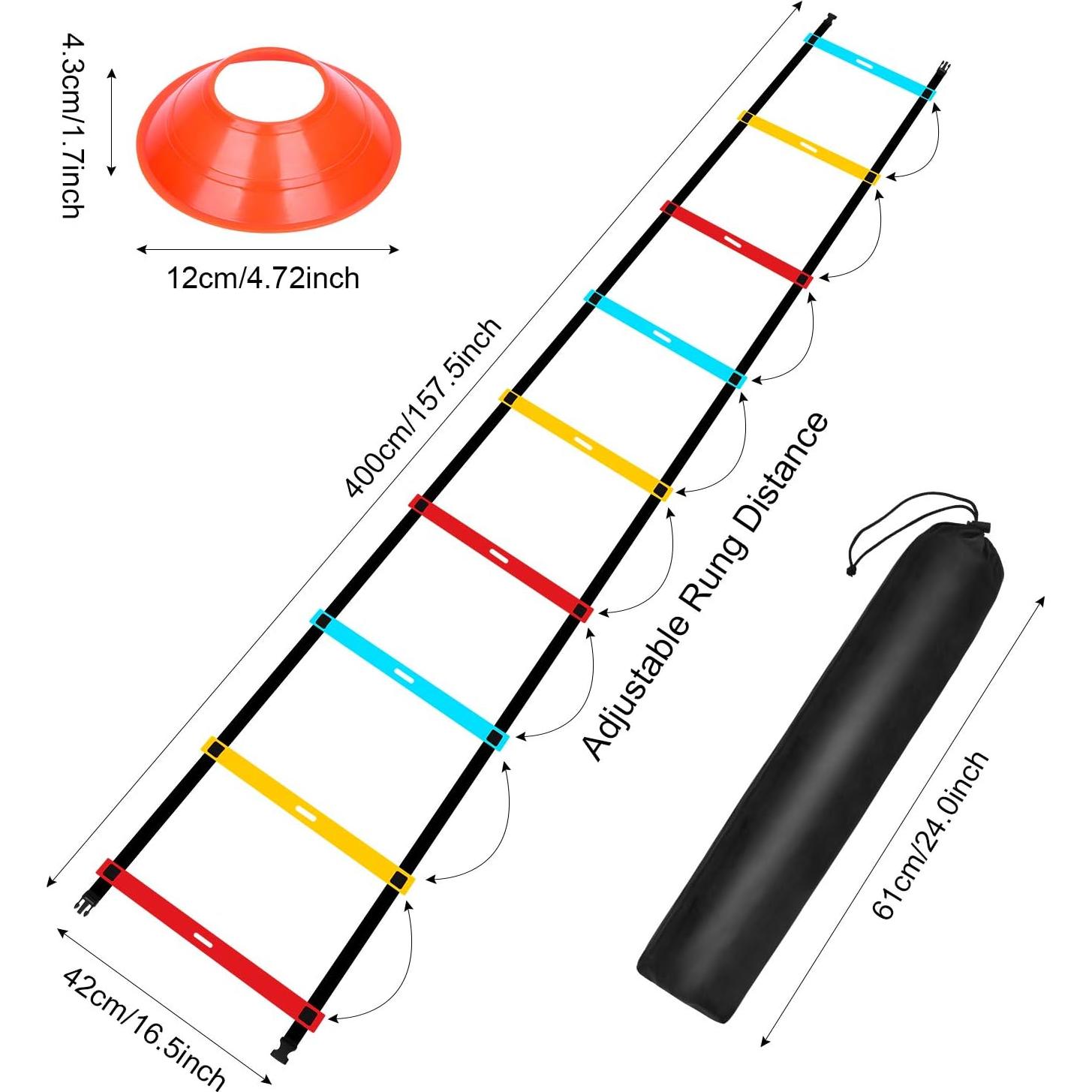 Conjunto de Escalera de Agilidad FENGDU 13 pies + 10 Conos