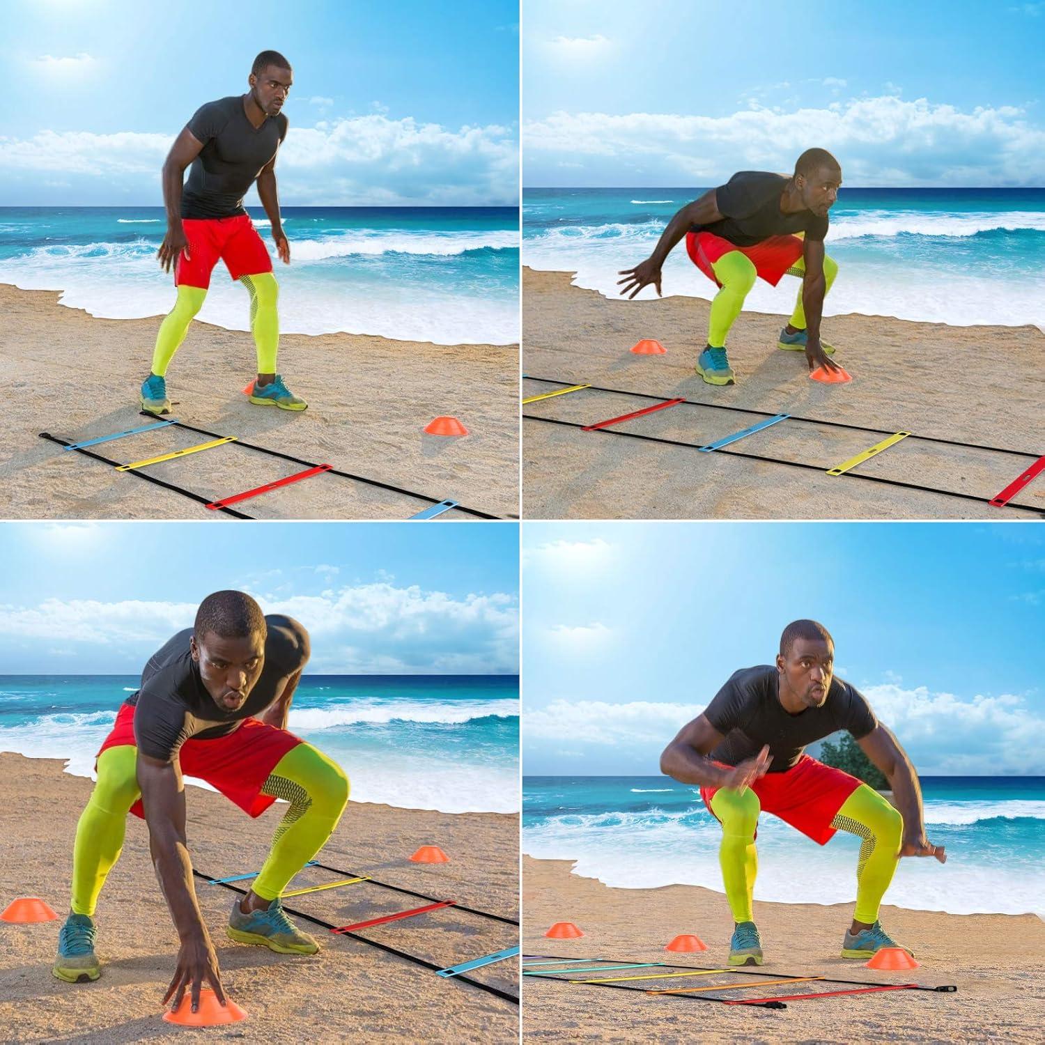 Conjunto de Escalera de Agilidad FENGDU 13 pies + 10 Conos